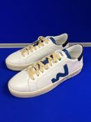 Womsh Vegan Leather Trainers - White/Blue - Size UK 7