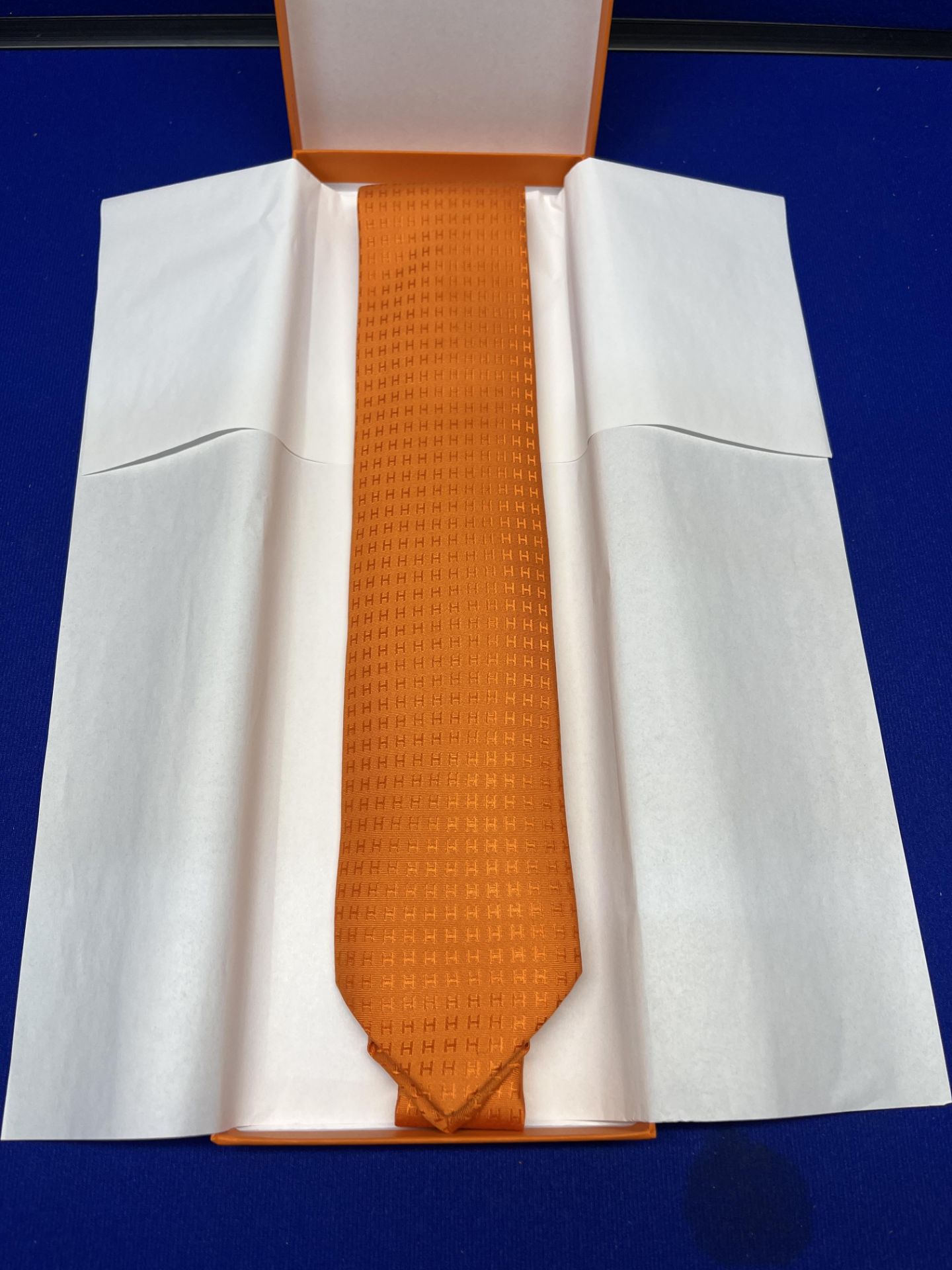 Hermes Faconnee H Tie - Orange - Image 3 of 4