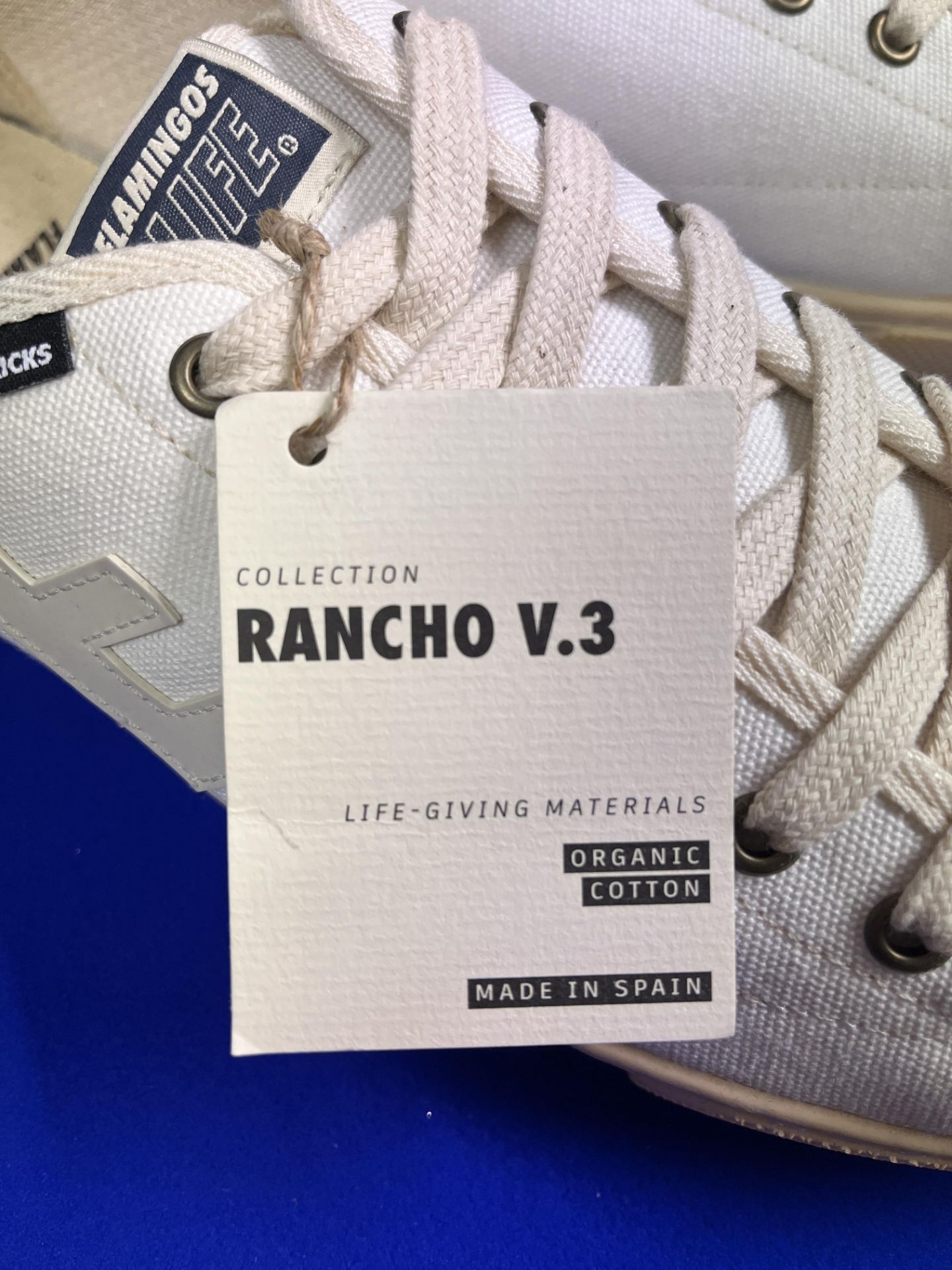 Flamingos Life Rancho V3 Vegan Suede Trainer - White/Beige - Size UK 10 - Image 4 of 4