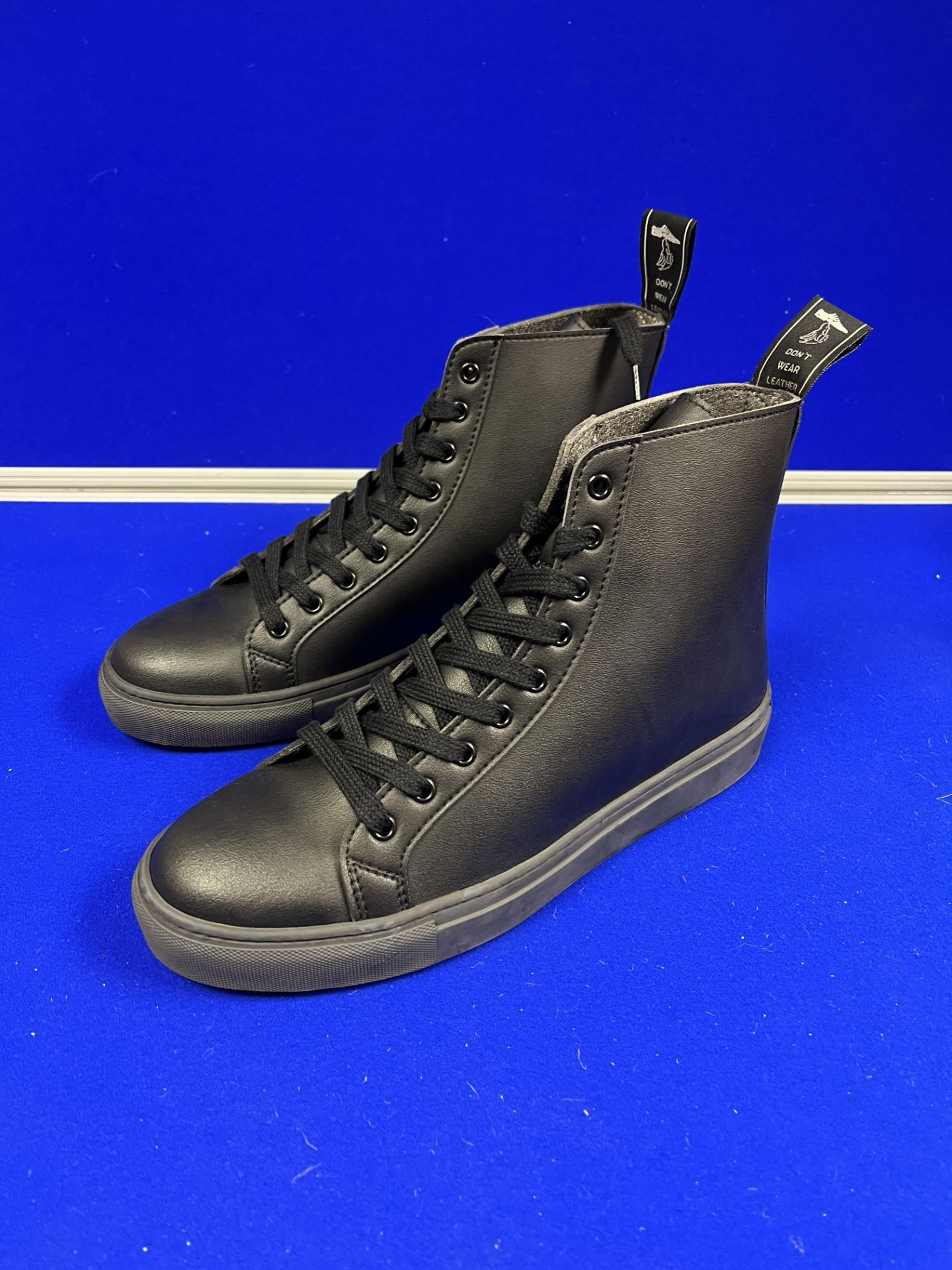 Good Guys Vegan Leather High Top Trainers - Black - Size UK 7