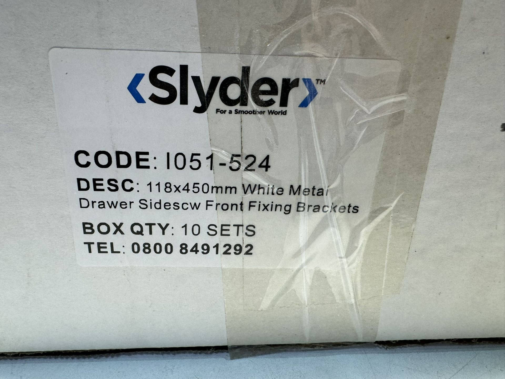 10 x Slyder I051-524 118 x 450MM White Metal Drawer Sidescw Front Fixing Brackets - Bild 3 aus 3