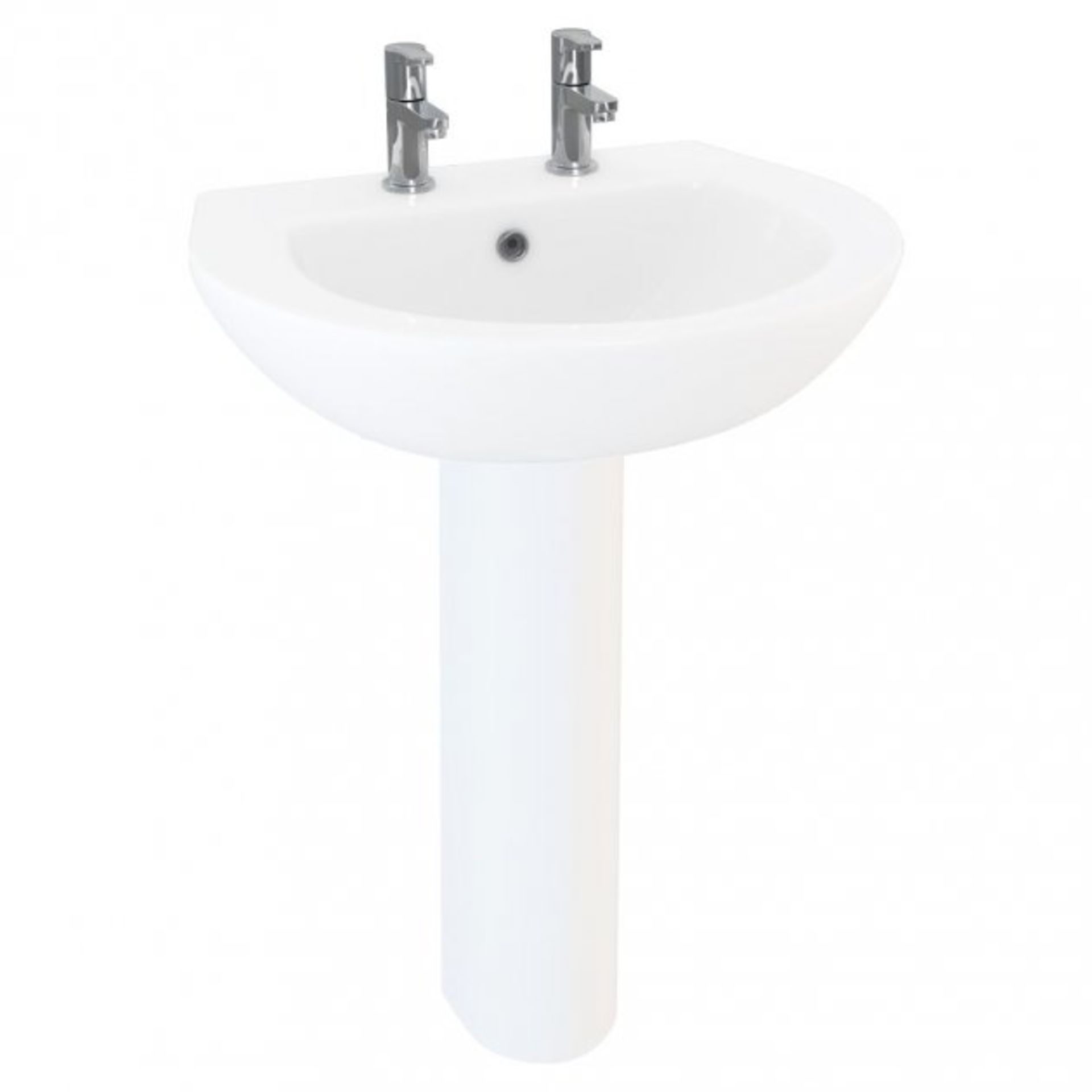 Arley 23702.2-D 545mm 2 Tap Hole Basin & Pedestal - Bild 2 aus 4