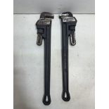 2 x Forge Steel 24" Heavy Duty Pipe Wrenches