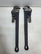 2 x Forge Steel 24" Heavy Duty Pipe Wrenches