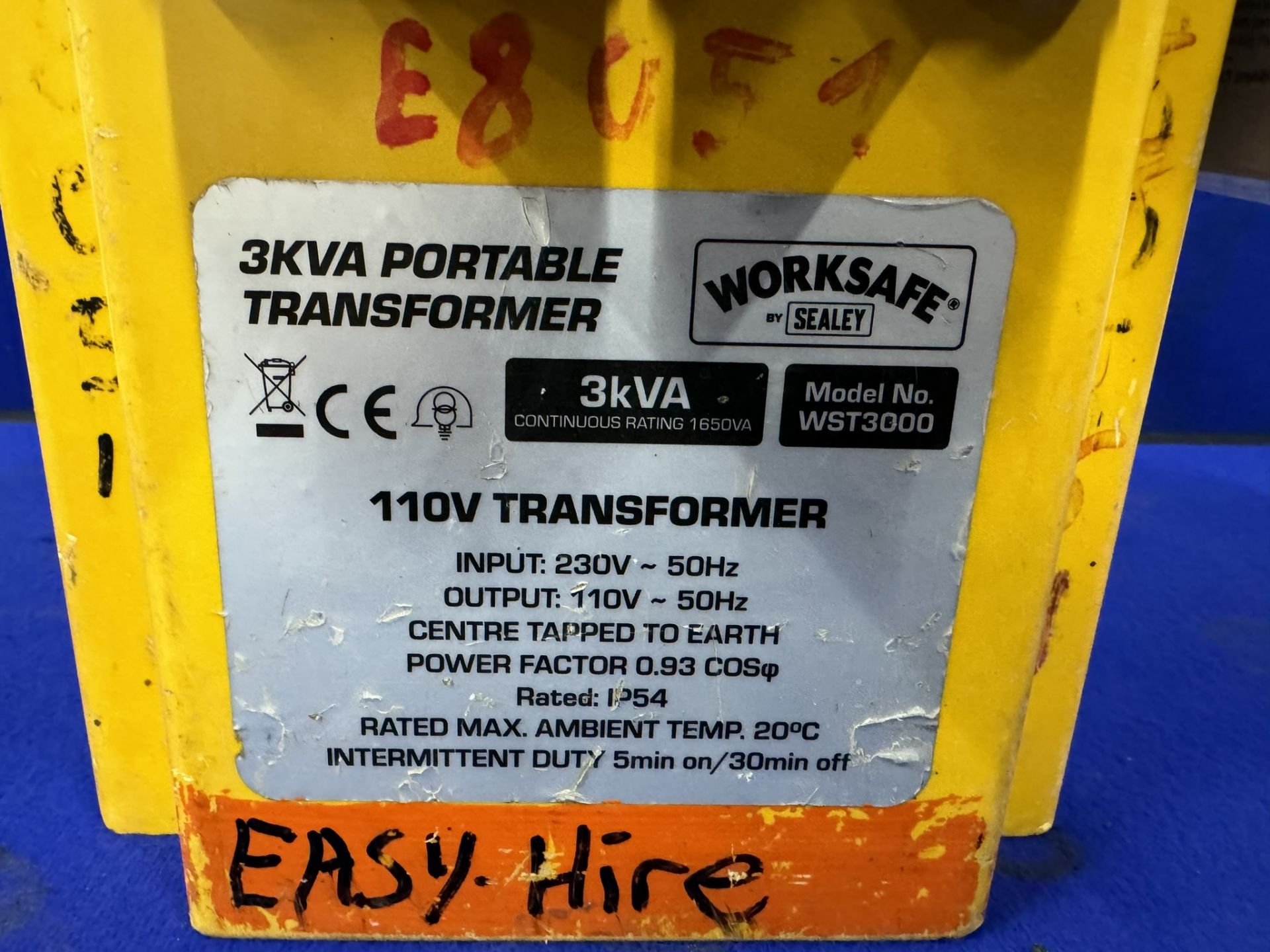 Worksafe Sealey 3KVA 110V Portable Transformer - Image 3 of 4