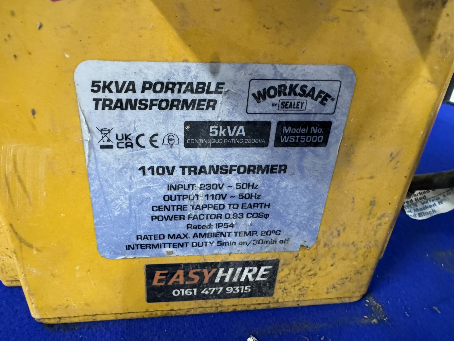 Worksafe Sealey 5KVA 110V Portable Transformer - Image 3 of 3