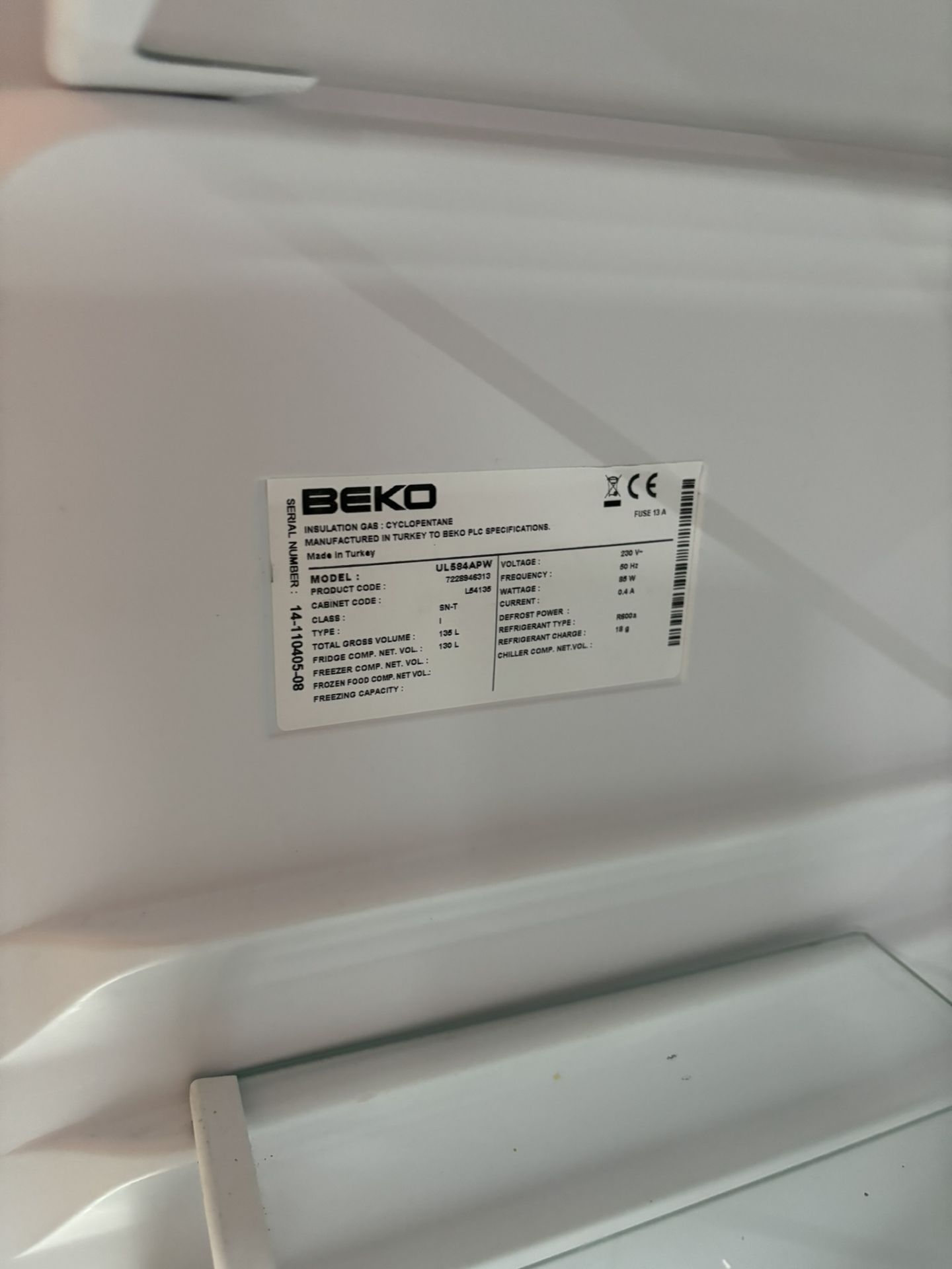 Beko UL584APW Undercounter Larder Fridge - Bild 5 aus 7