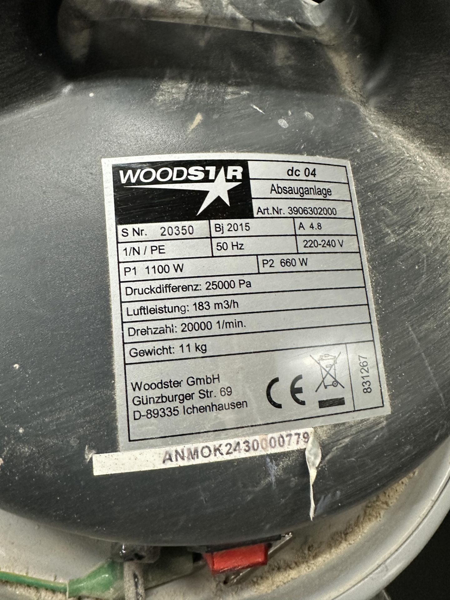 Woodstar DC 04 100mm dust extractor - Image 2 of 3