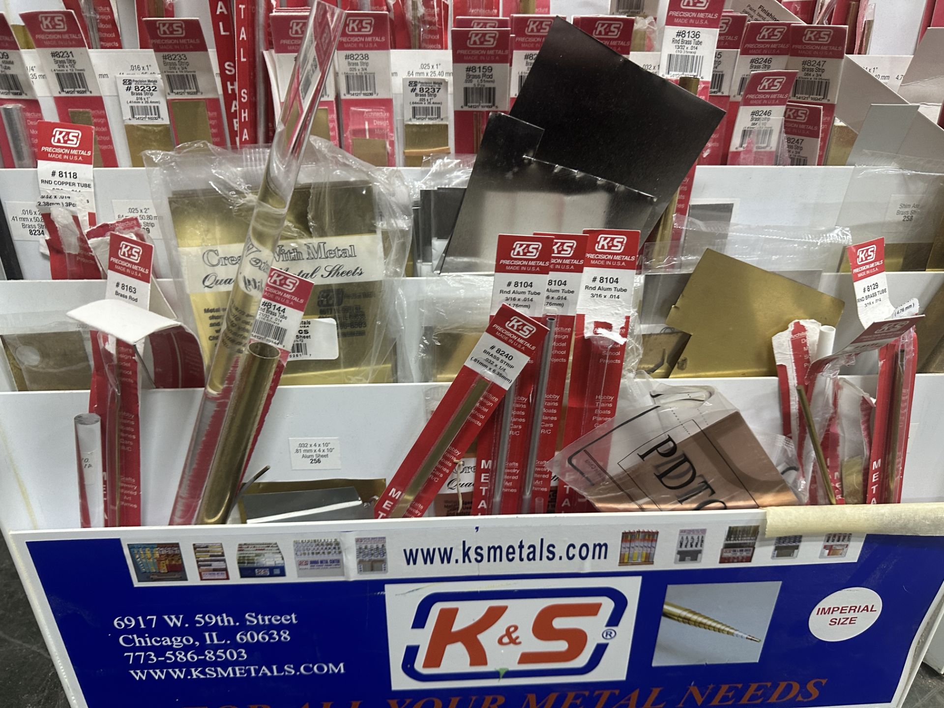 2 x K & S display stands continaing small diameter metal tubes, stips, rods, etc. - Image 2 of 9