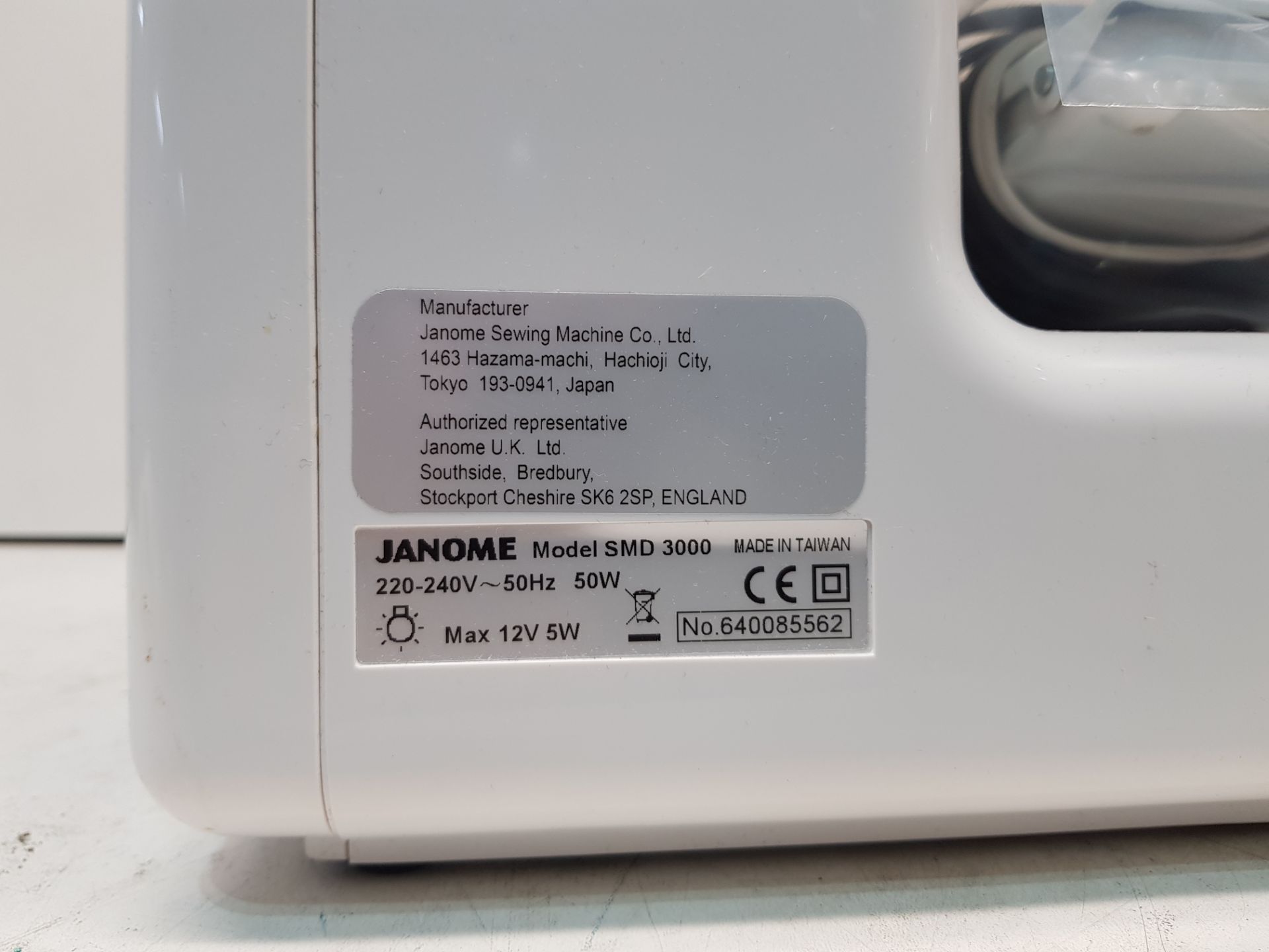 Janome SMD 3000 Sewing Machine S/N: 640085562 - Image 3 of 4