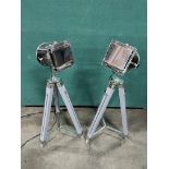 2 x Silver Studio Spotlights With Tripod