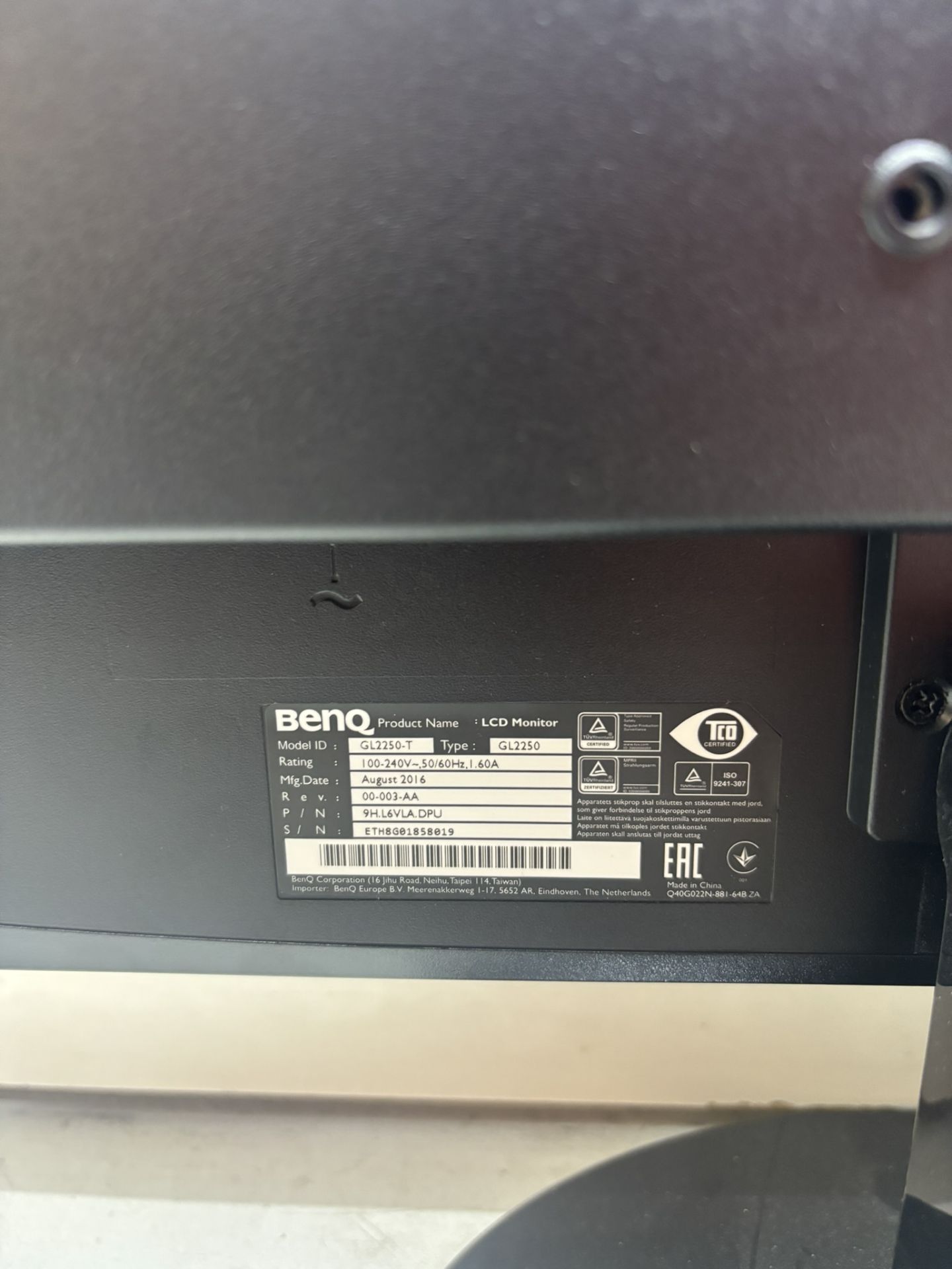 2 x BenQ GL2250 21.5 inch LCD Monitors - Image 6 of 8