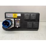 Rubber Box Triangle power distribution Box f/w: 16A 240v In & Out to 14 x 13A 240v Sockets