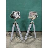 2 x Silver Studio Spotlights With Tripod