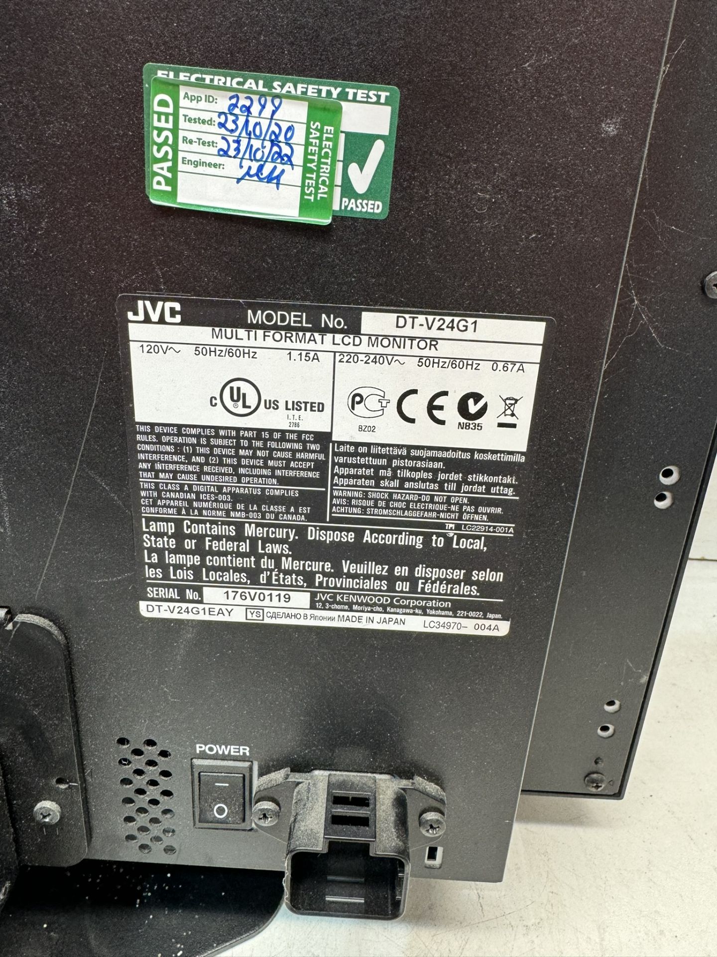 JVC DT-V24G1 Full HD 24” Studio LCD Monitor - Image 4 of 4