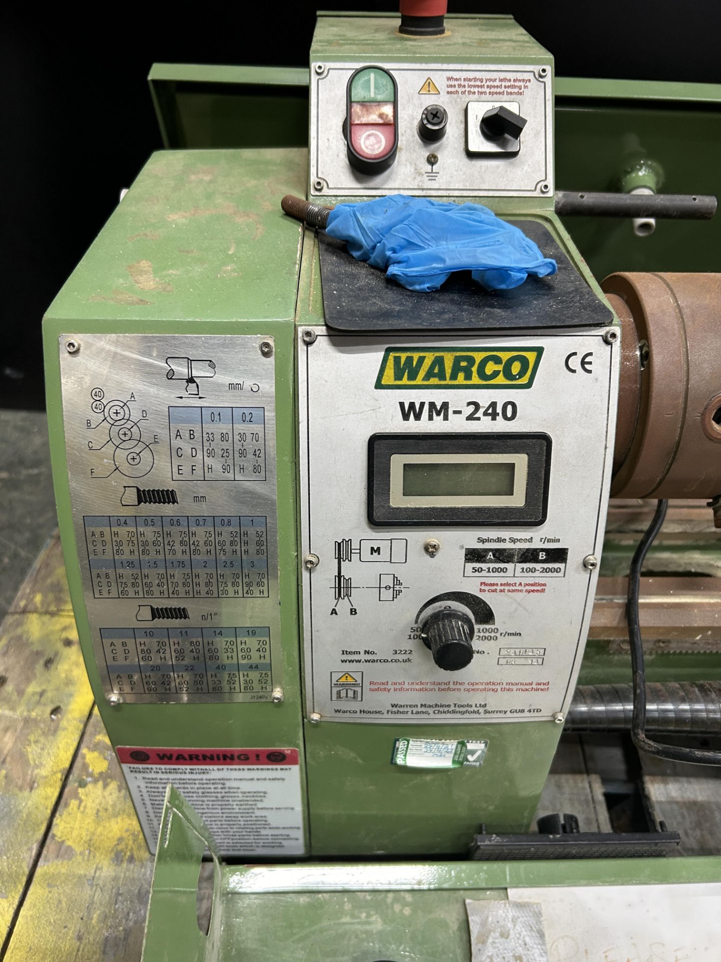 Warco WM-240 metalworking bench lathe - Image 3 of 7