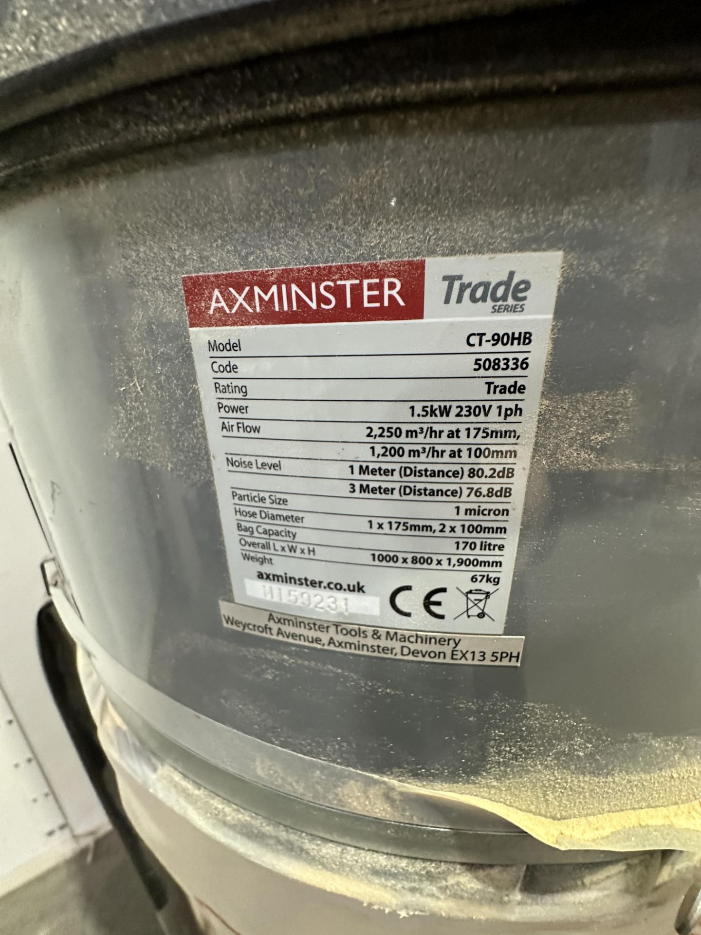 Axminister CT-90HB single bag dust extractor - Image 5 of 6