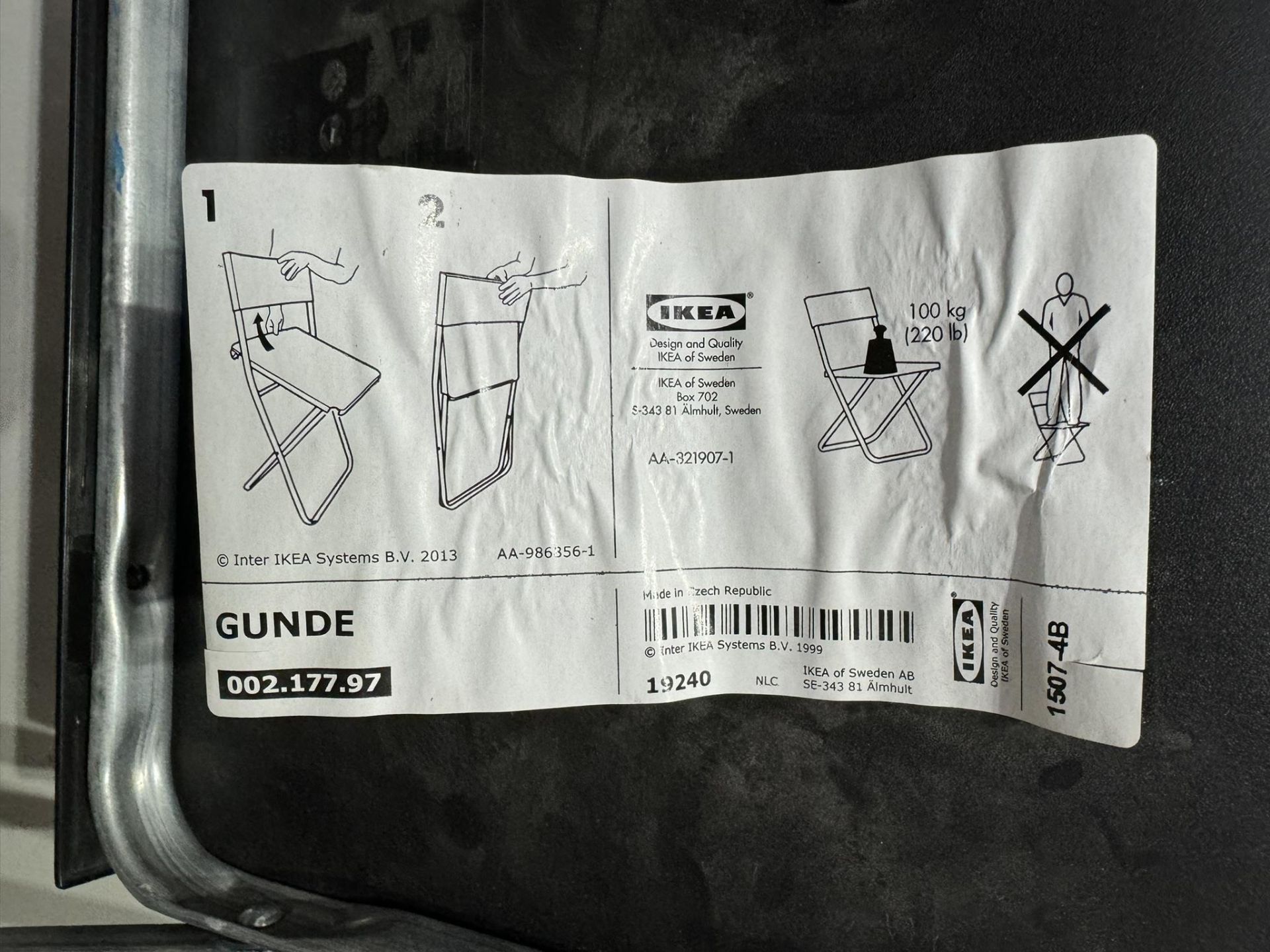 7 x Ikea Gunde Black Foldable Chairs - Image 3 of 3