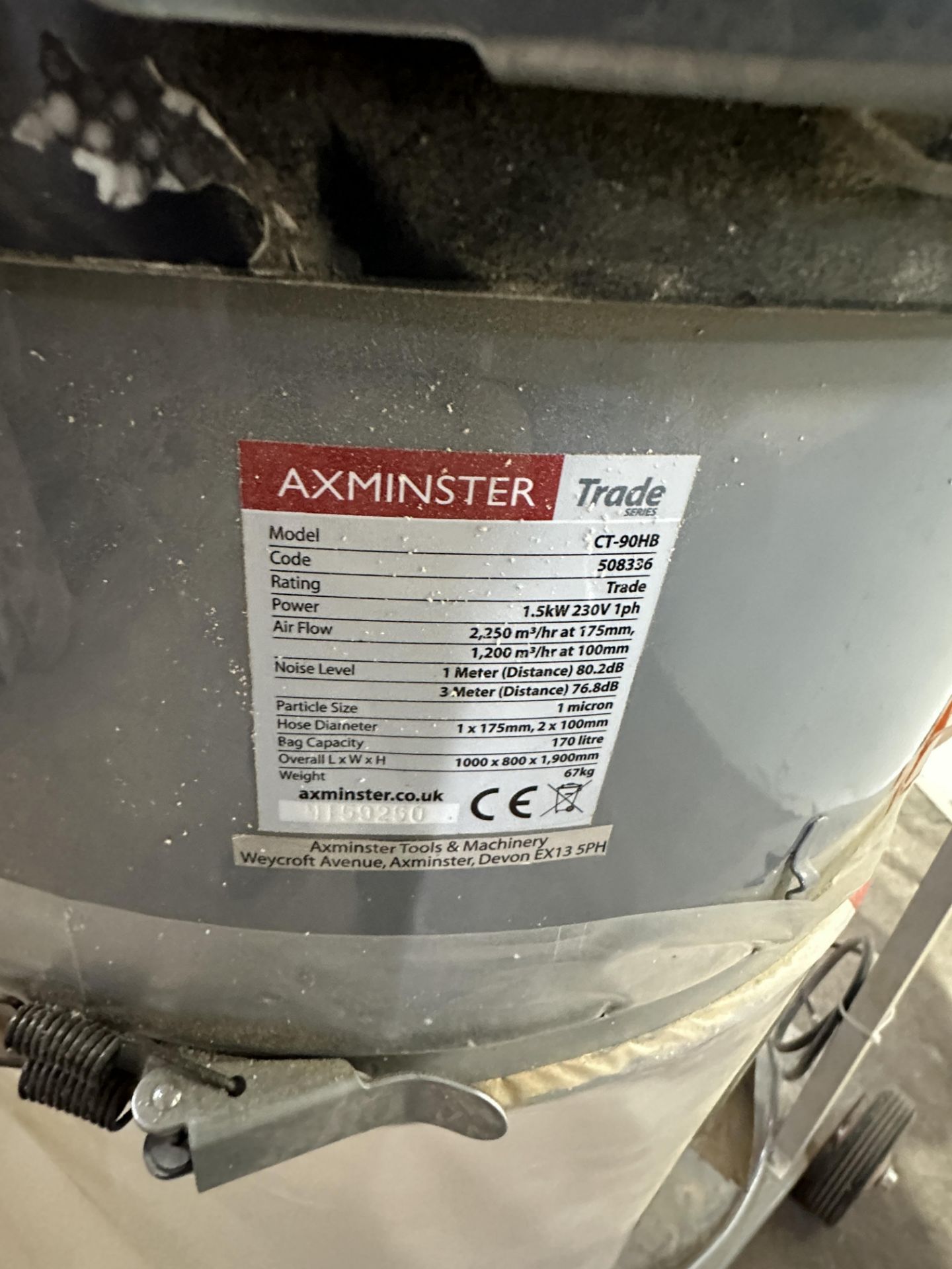 Axminister CT-90HB single bag dust extractor - Image 4 of 6