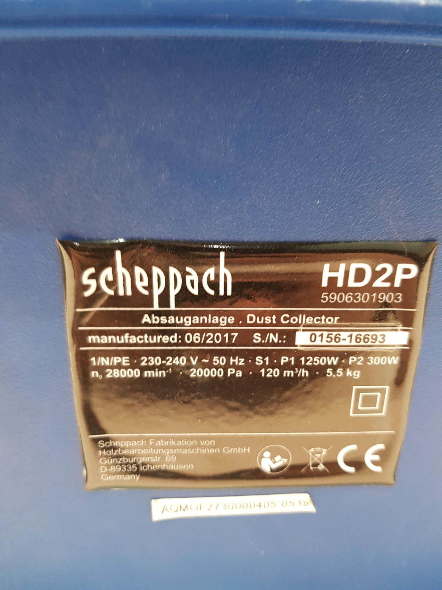 Scheppach Dust Collector S/N: 0156-16693 - Image 3 of 3