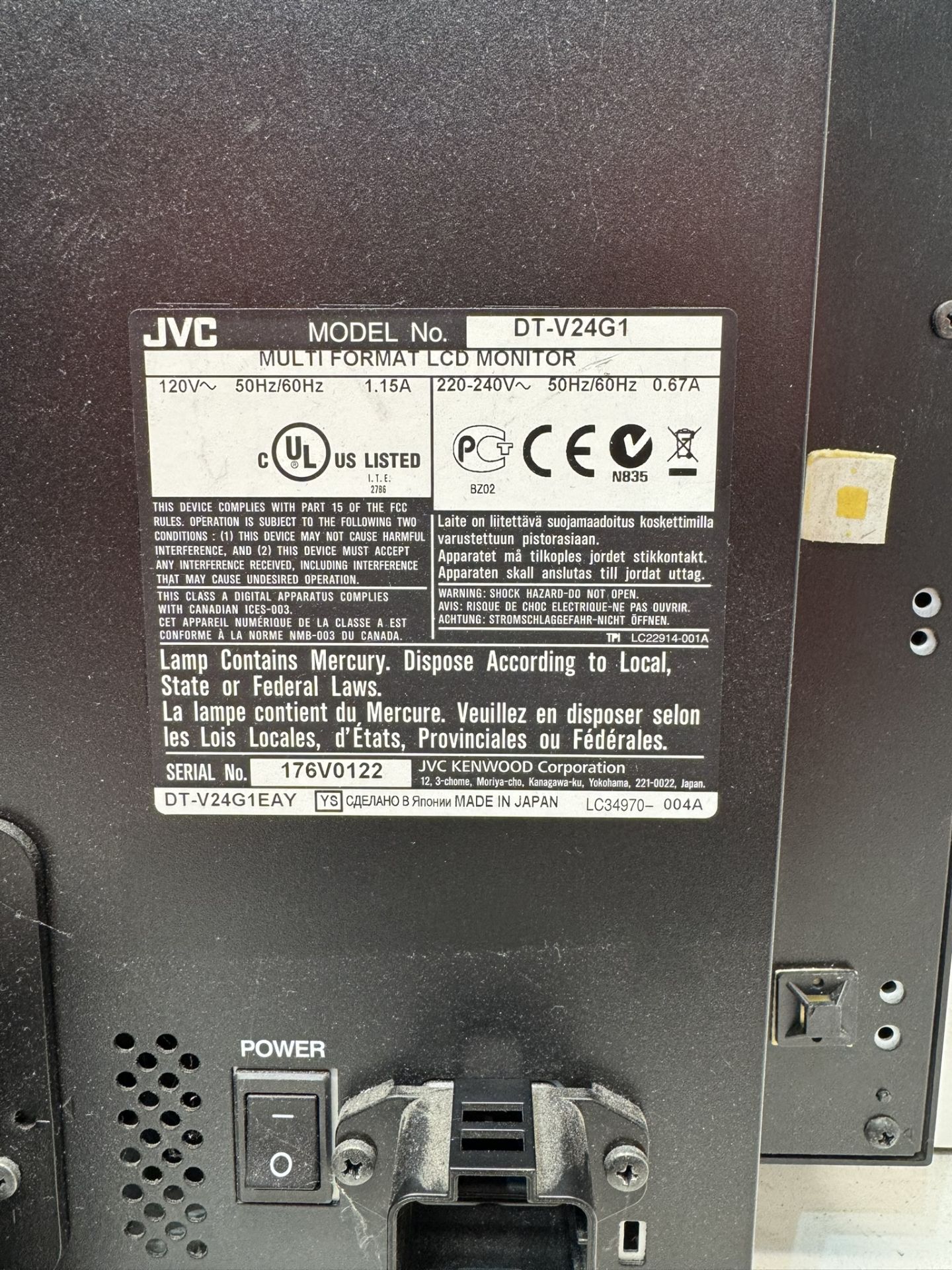 JVC DT-V24G1 Full HD 24” Studio LCD Monitor - Image 4 of 4