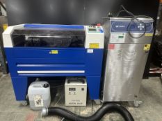 CTR TMX65 laser cutter with CW-3000 industrial chiller and Purex 9000 - 400i fume extraction system