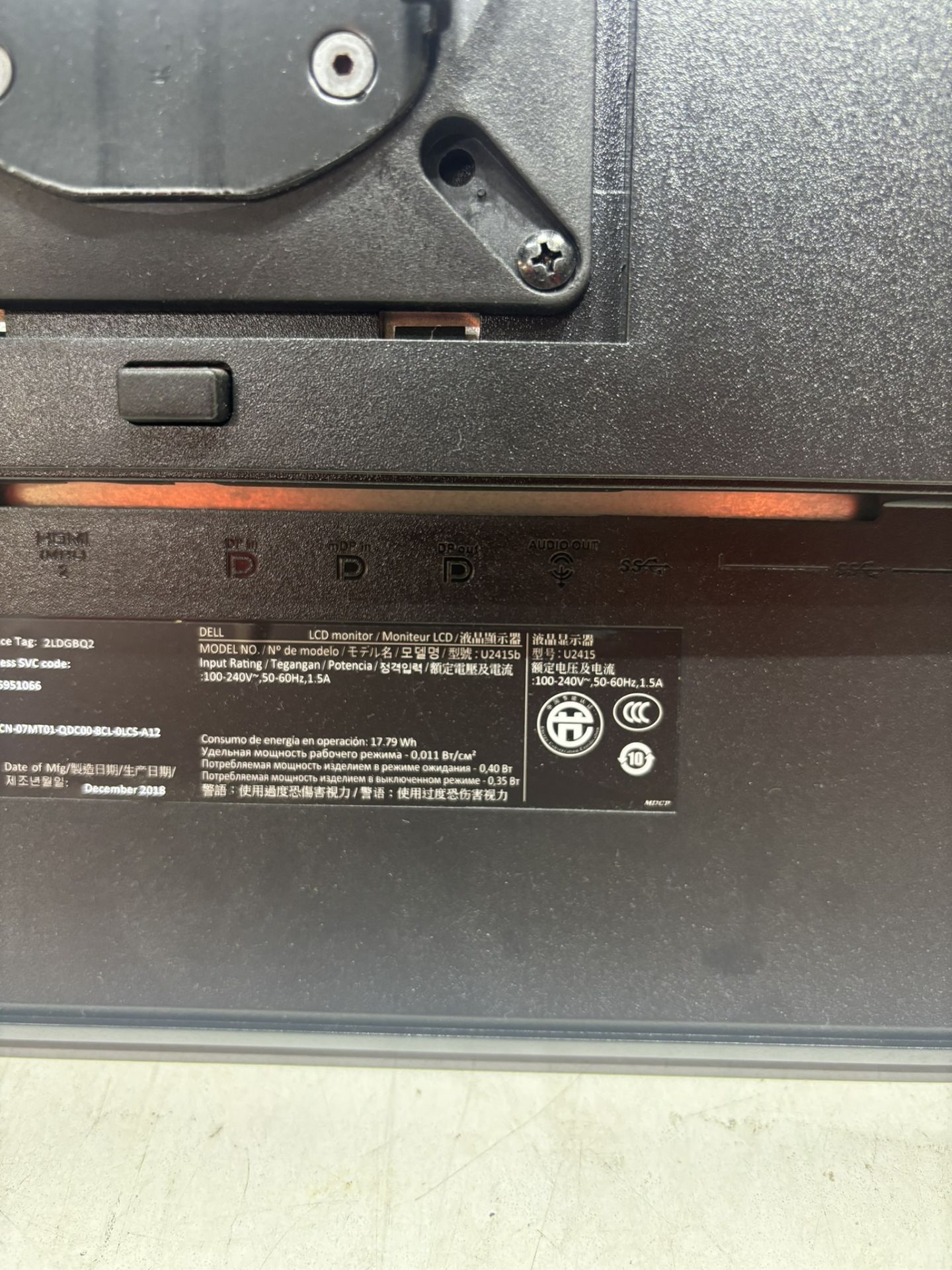 4 x Dell U2415B 24? Height Adjustable Monitors With 2 x Dual Monitor Brackets - Bild 4 aus 9
