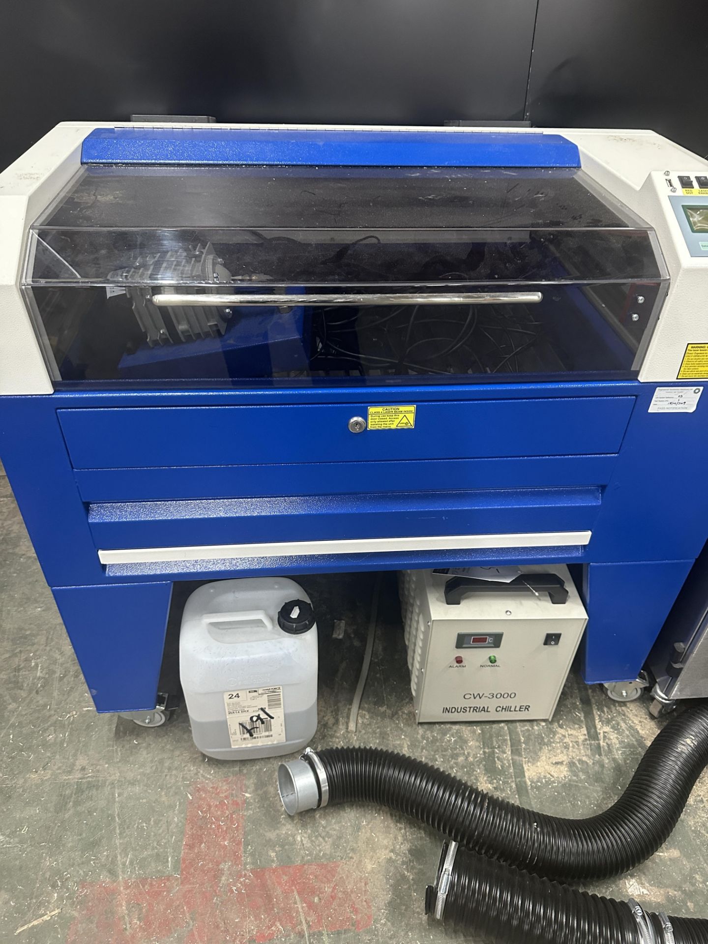 CTR TMX65 laser cutter with CW-3000 industrial chiller and Purex 9000 - 400i fume extraction system - Image 2 of 17