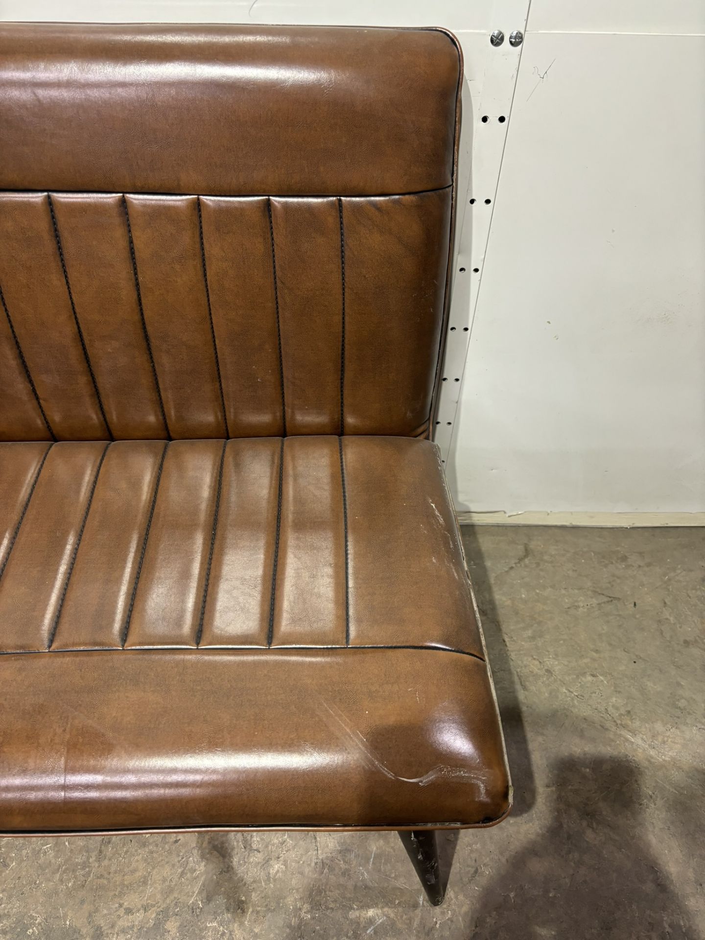 Brown Faux Leather Bench - Bild 4 aus 5