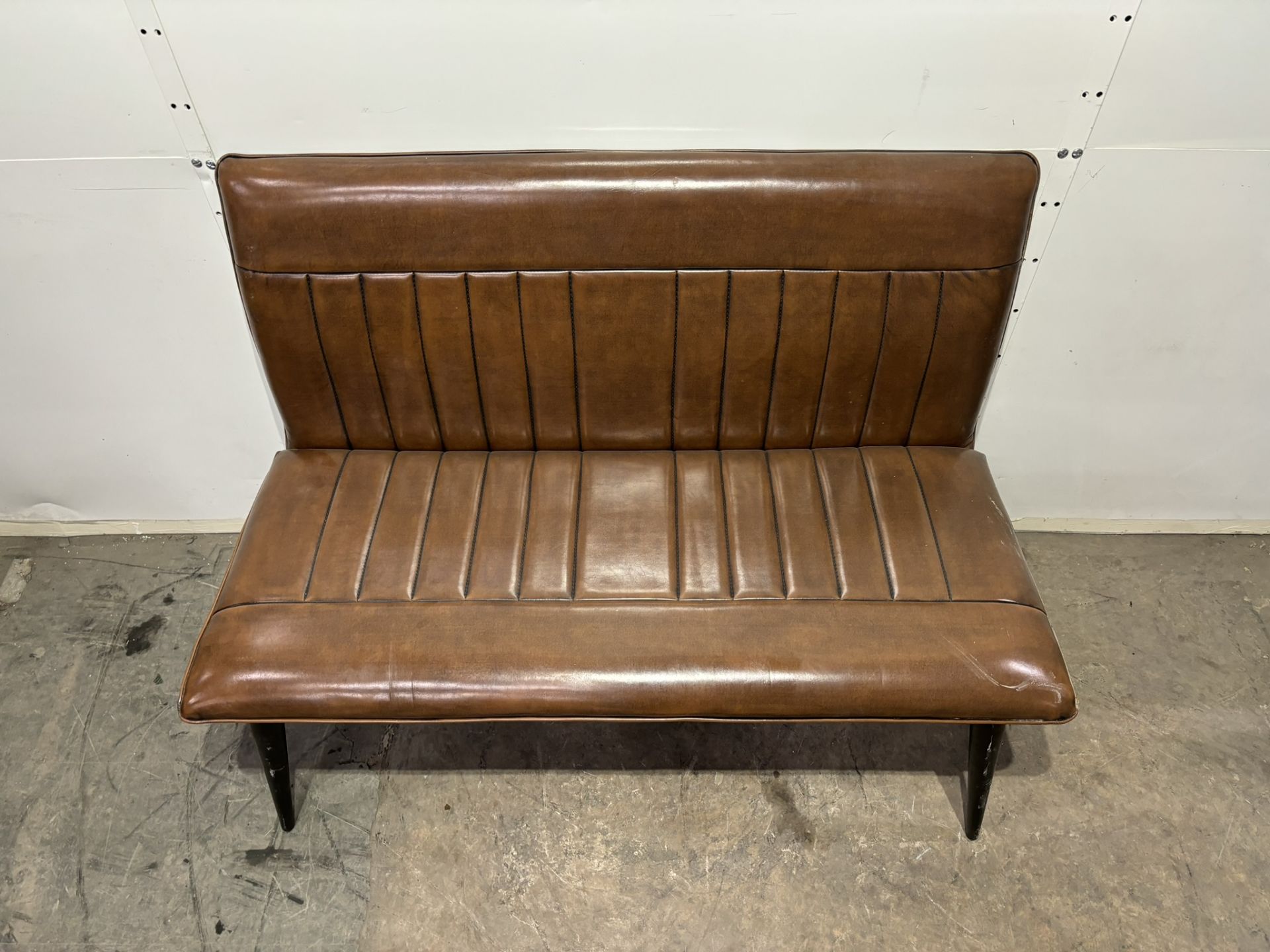 Brown Faux Leather Bench - Bild 2 aus 5