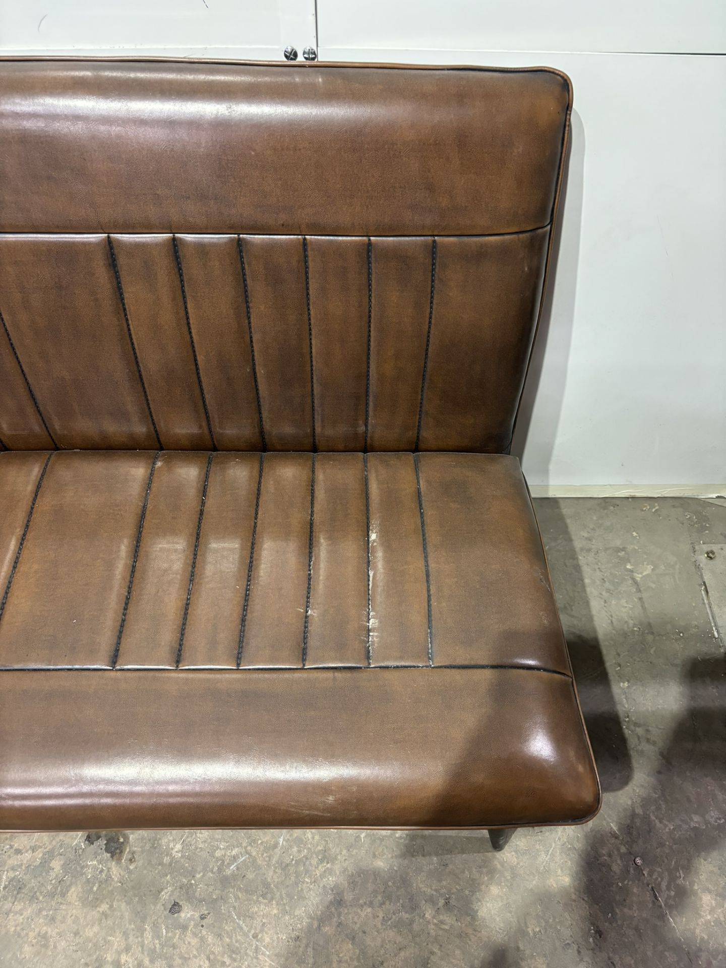 Brown Faux Leather Bench - Image 4 of 5