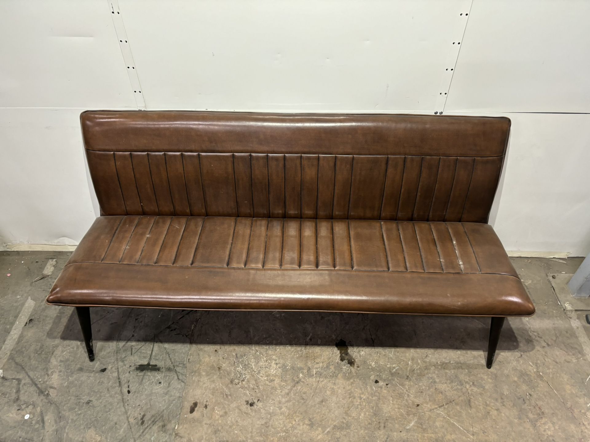 Brown Faux Leather Bench - Image 2 of 5