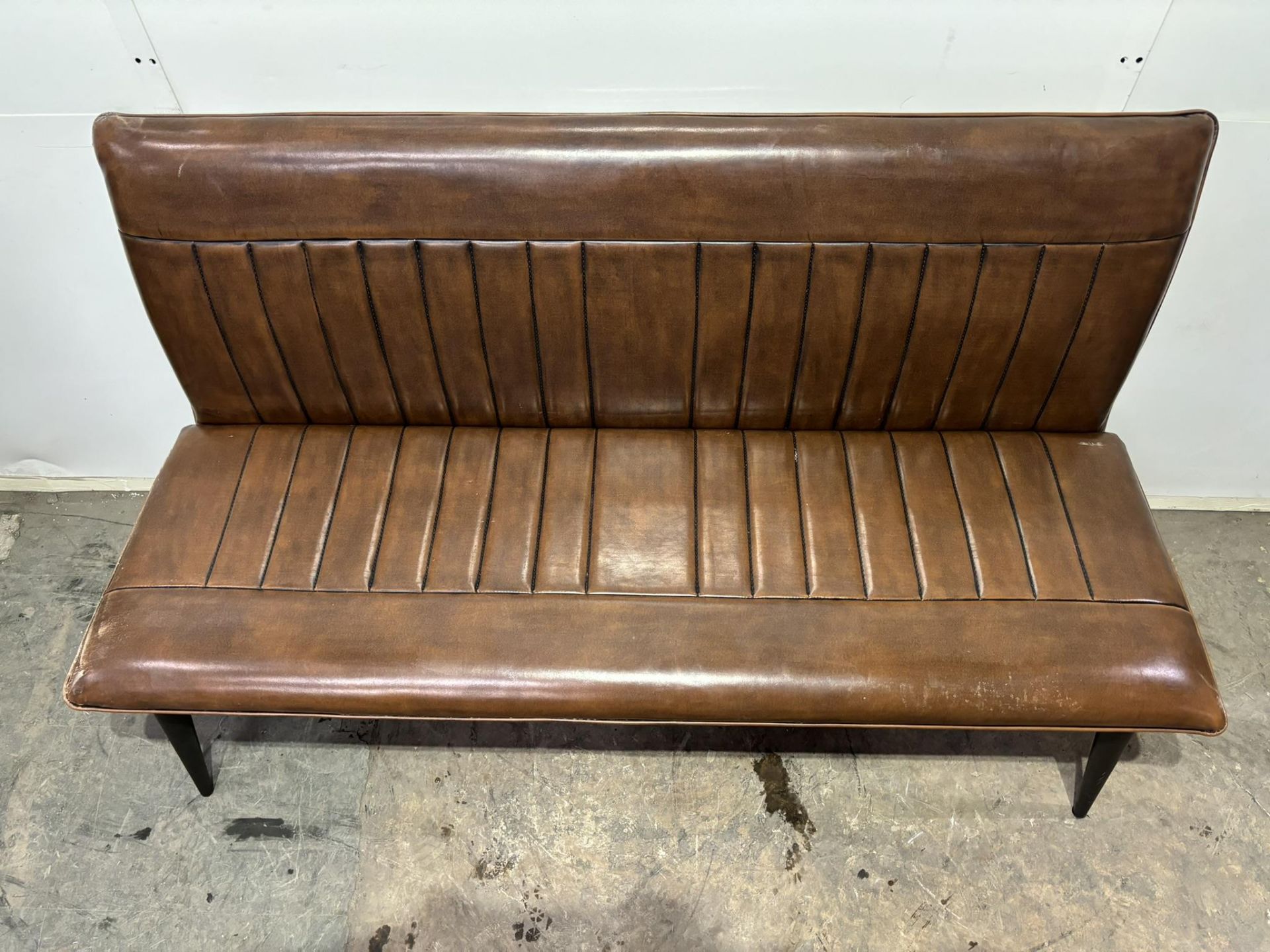 Brown Faux Leather Bench - Image 3 of 5