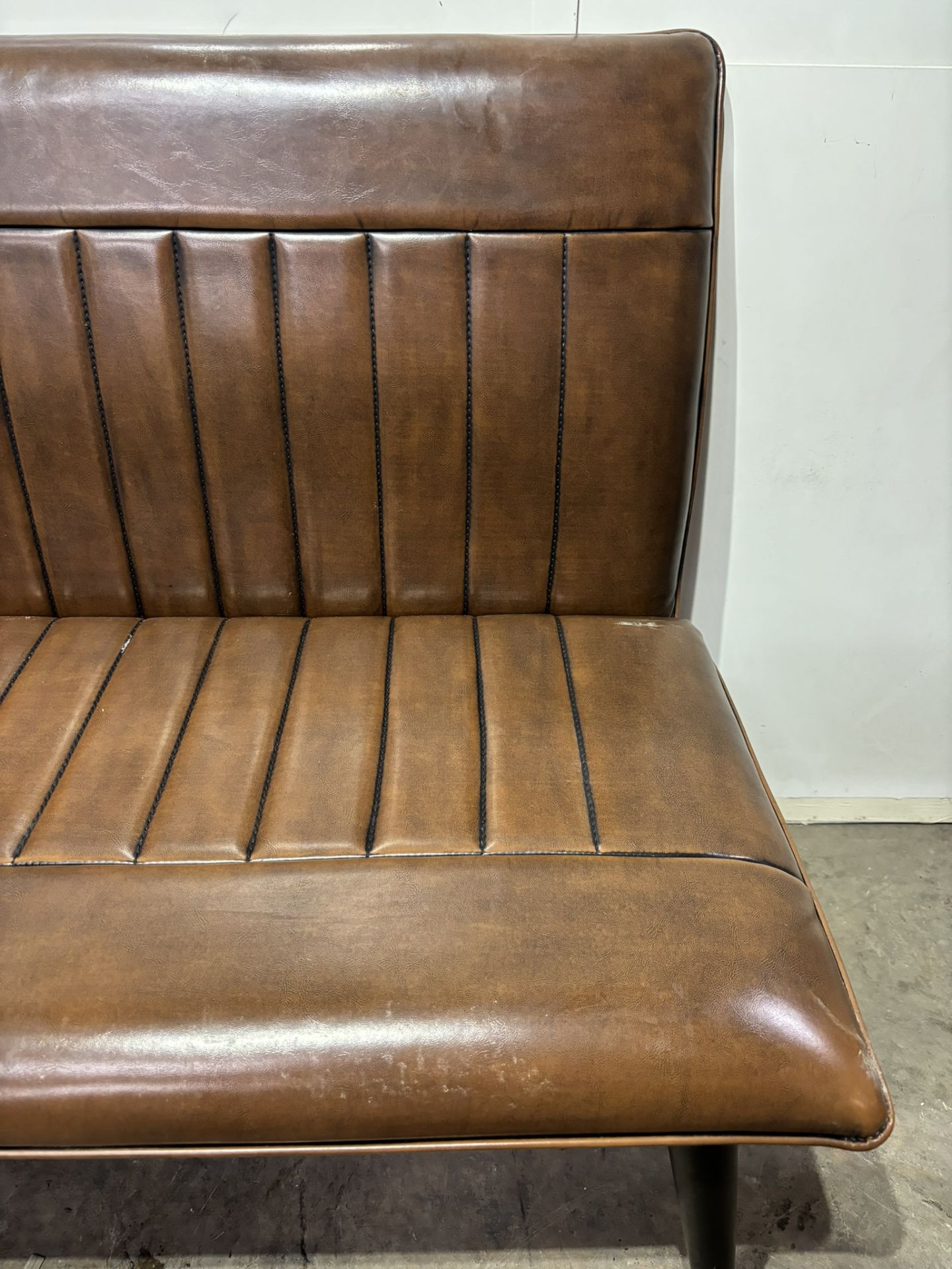 Brown Faux Leather Bench - Image 4 of 5