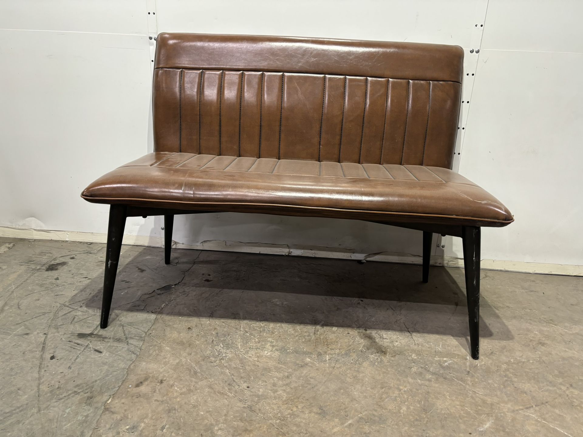 Brown Faux Leather Bench - Bild 3 aus 5