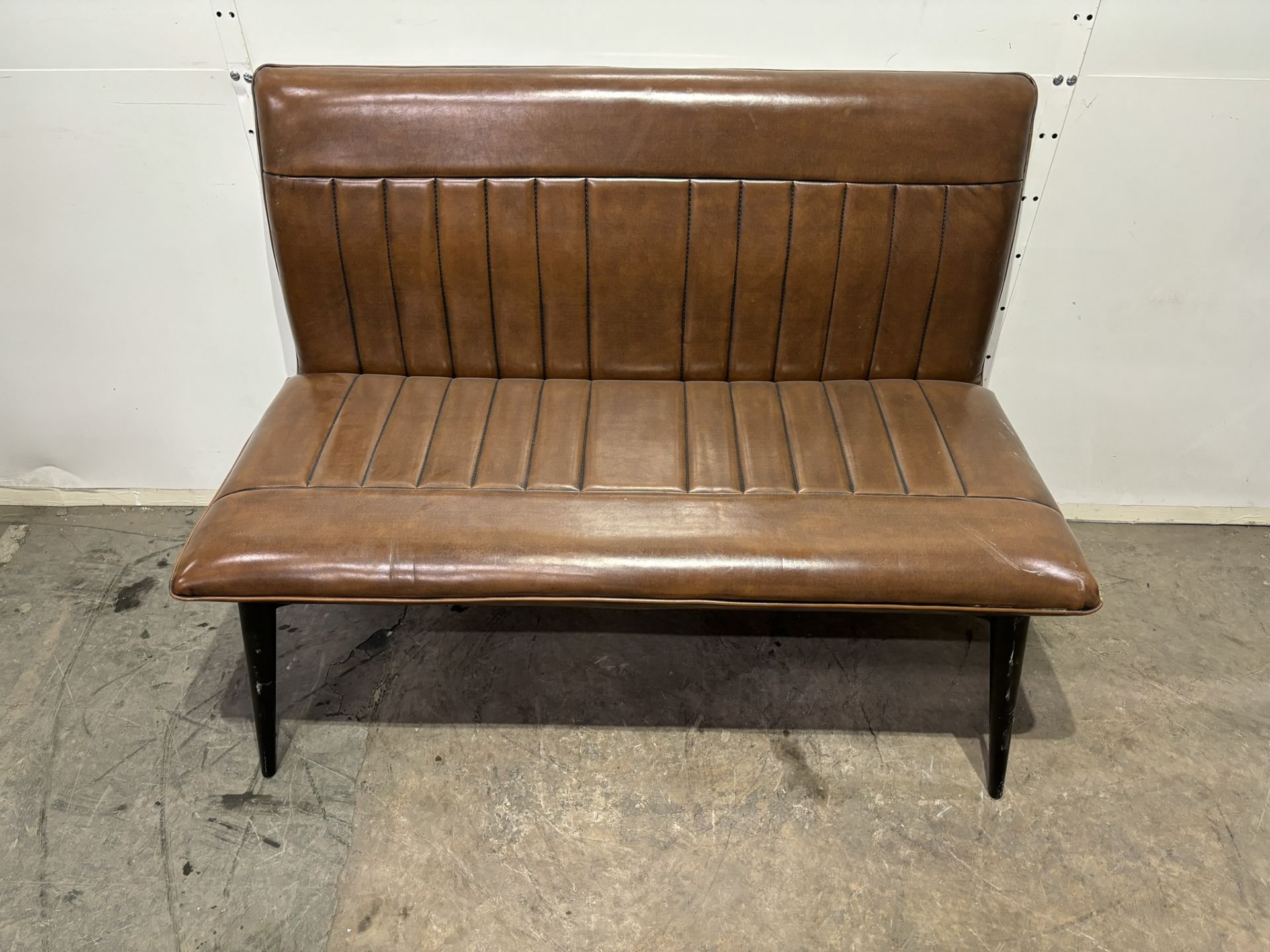 Brown Faux Leather Bench