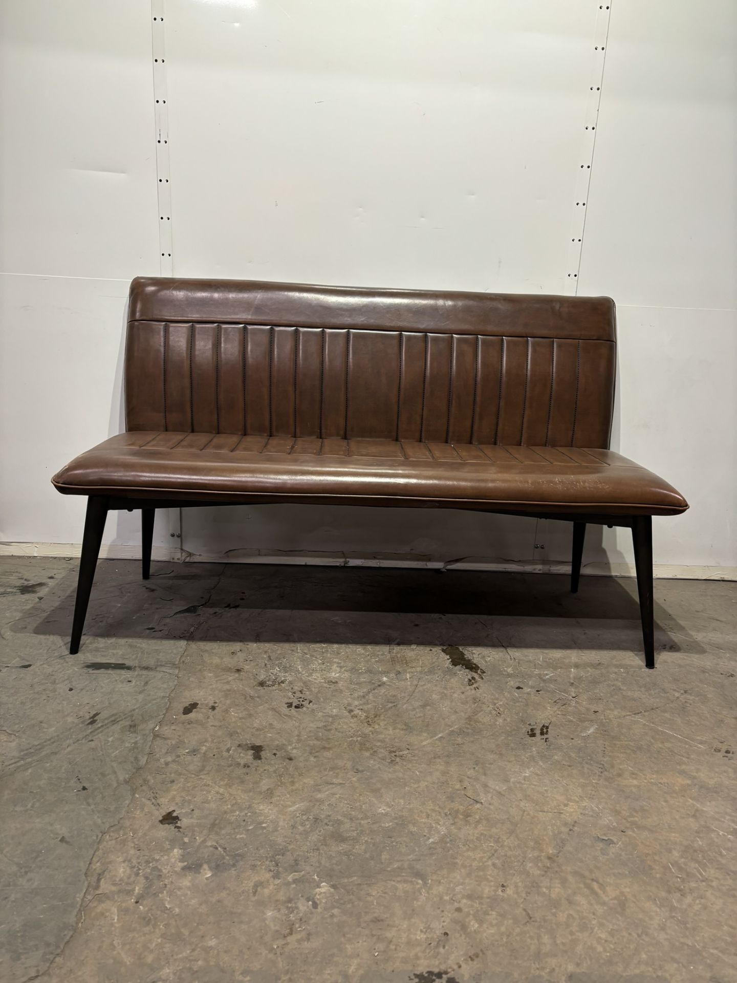Brown Faux Leather Bench - Image 2 of 5