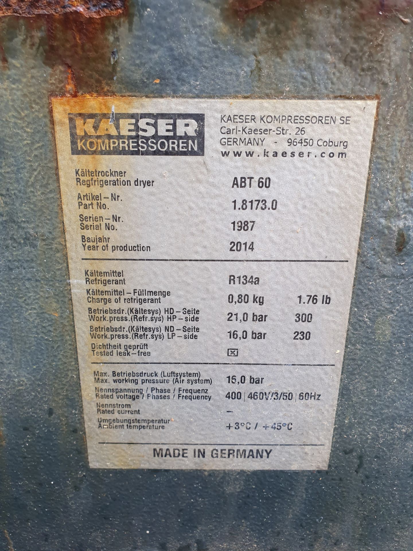 Kaeser Screw Compressor ASD 60 T with Dryer - Image 7 of 9