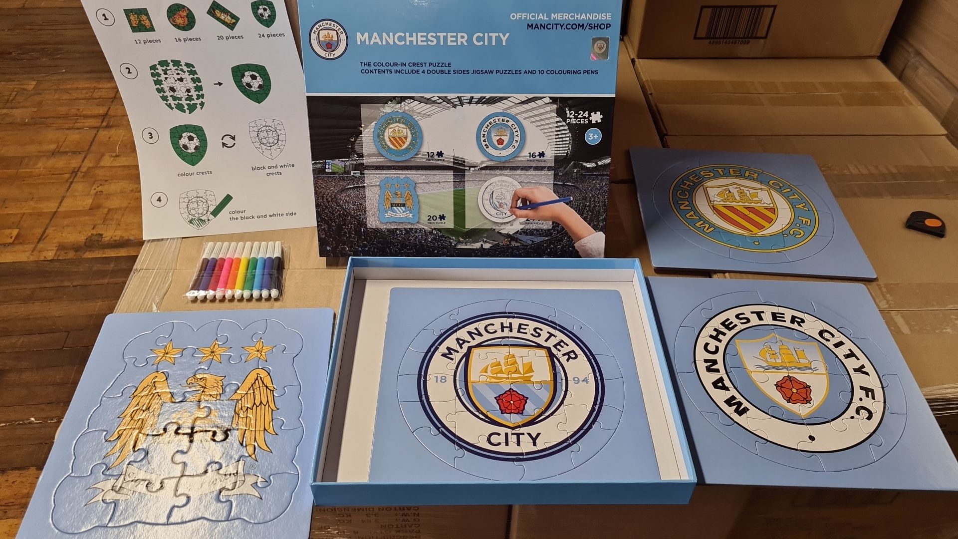 50 x Manchester City FC The Colour In Crest Jigsaw | Total RRP £750