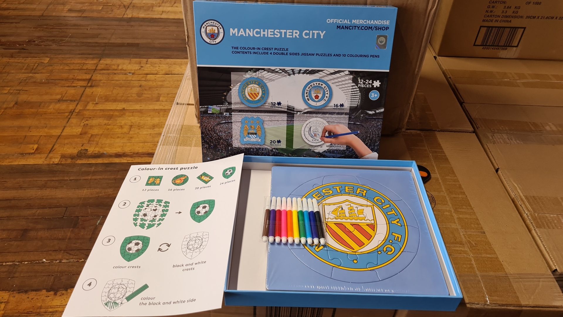 100 x Manchester City FC The Colour In Crest Jigsaw | Total RRP £1,500
