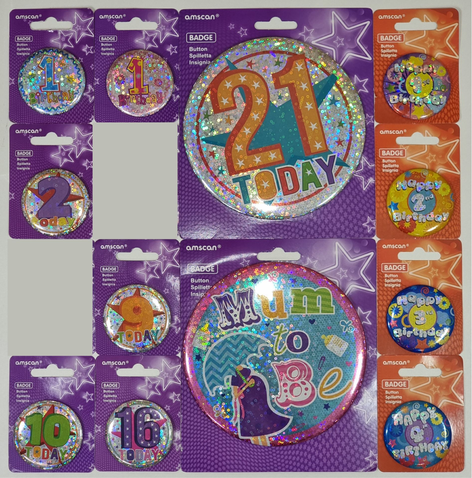 7,000 x Amscan/Anagram Kids Birthday Badges