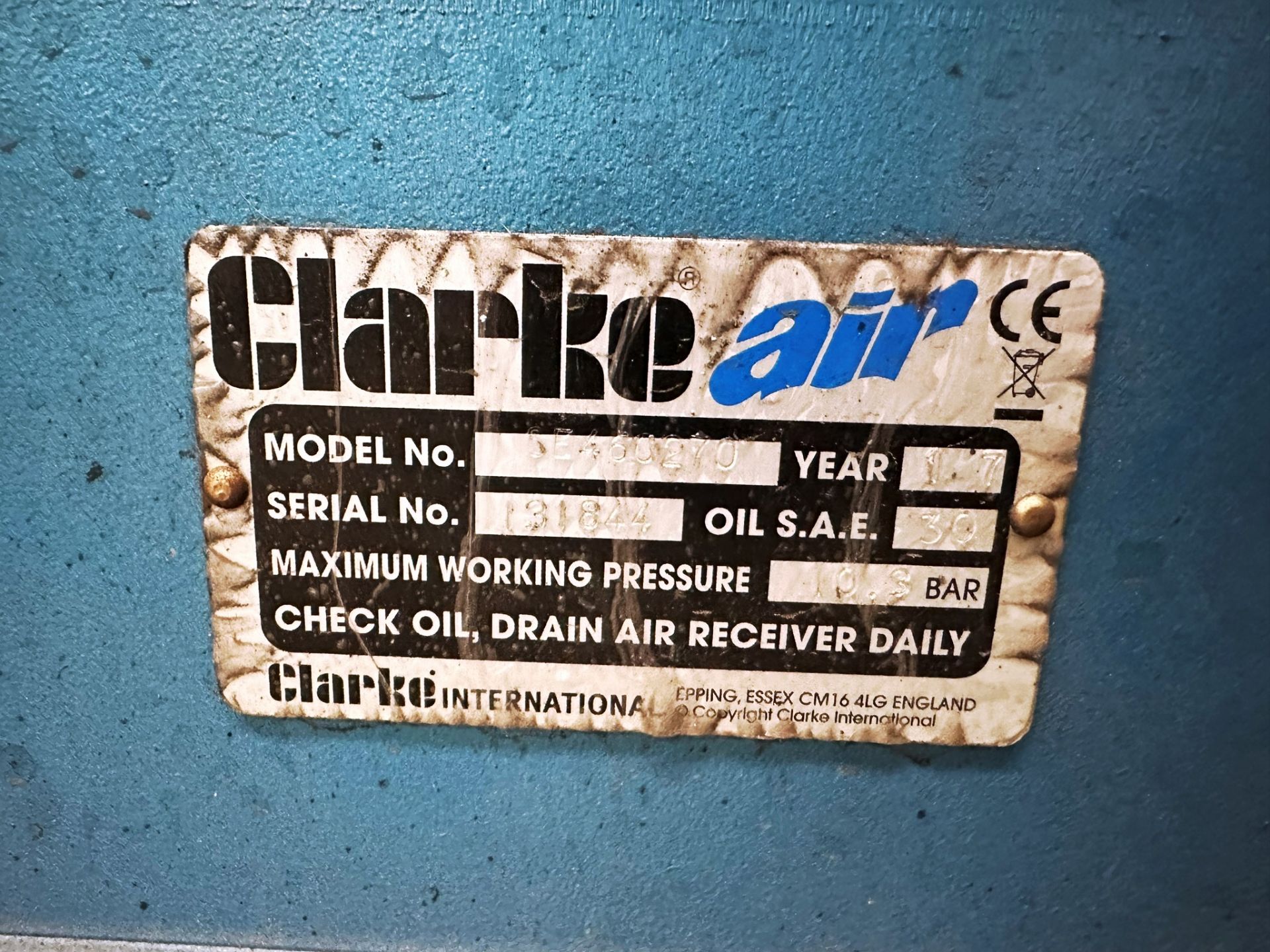 ClarkeAir Industrial Air Compressor | YOM: 2017 - Image 2 of 2