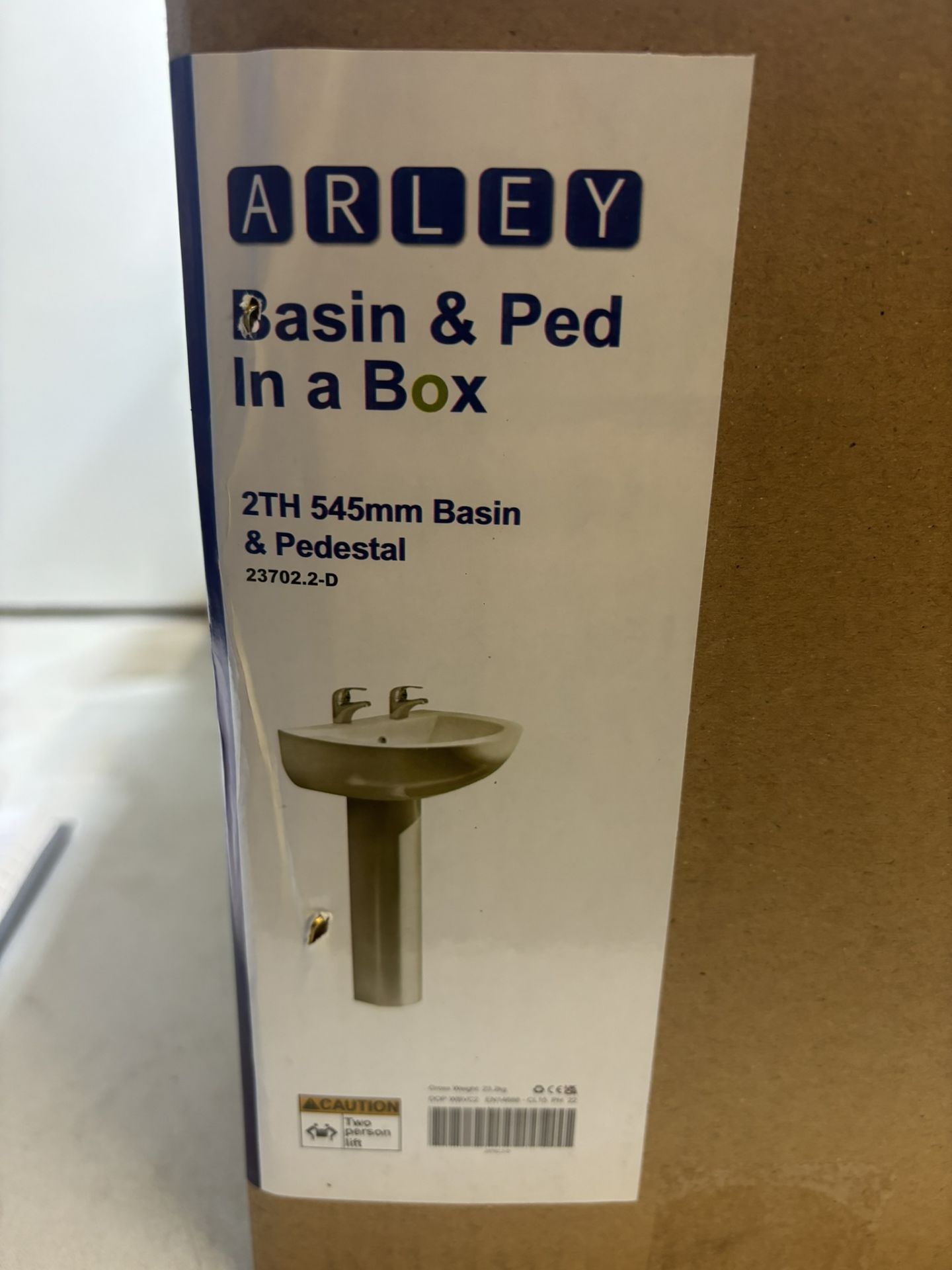 Arley 23702.2-D 545mm 2 Tap Hole Basin & Pedestal - Image 4 of 12