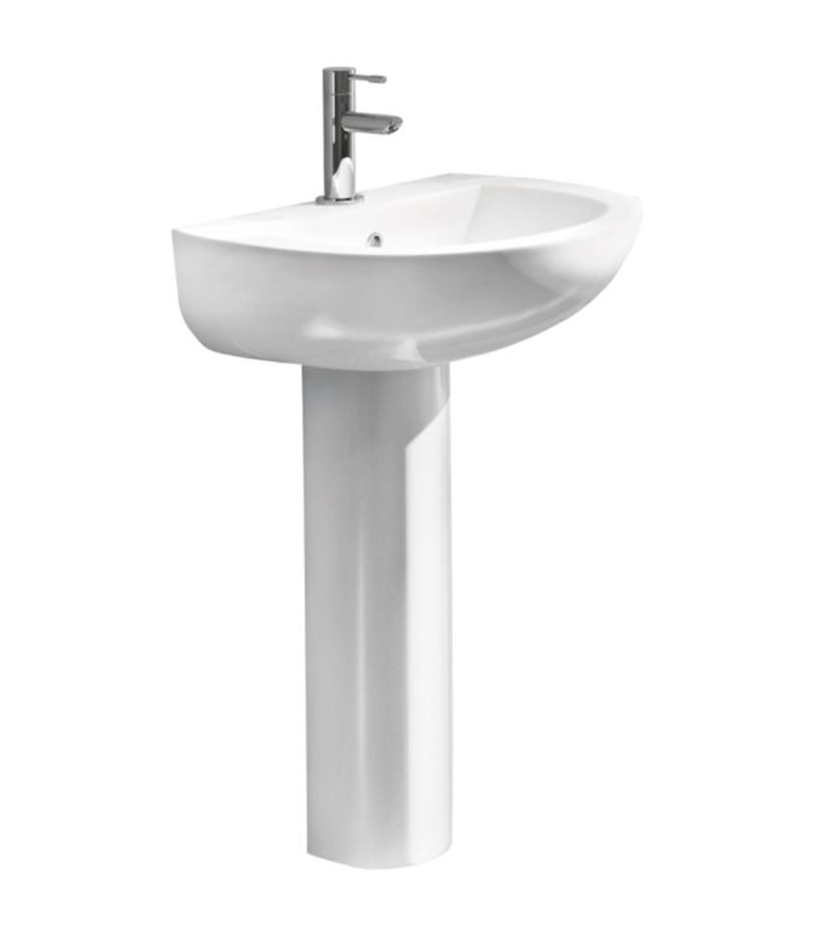 Arley 23702-D 1 Tap Hole 545mm Basin & Pedestal In A Box - Image 2 of 9