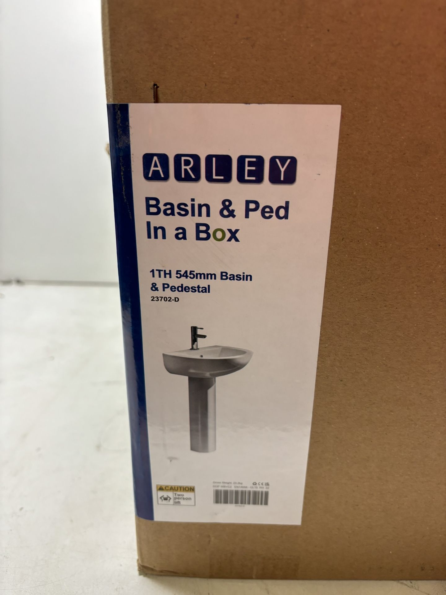 Arley 23702-D 1 Tap Hole 545mm Basin & Pedestal In A Box - Image 7 of 9