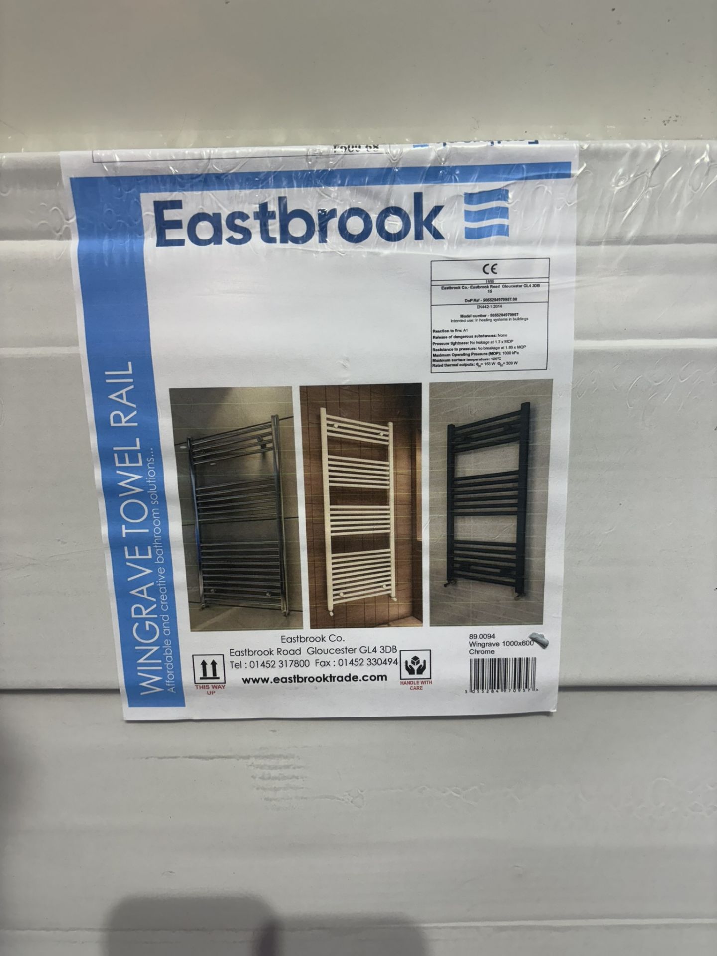 EASTBROOK WINGRAVE CHROME STRAIGHT HEATED TOWEL RAIL 1000MM X 600MM - Image 3 of 3