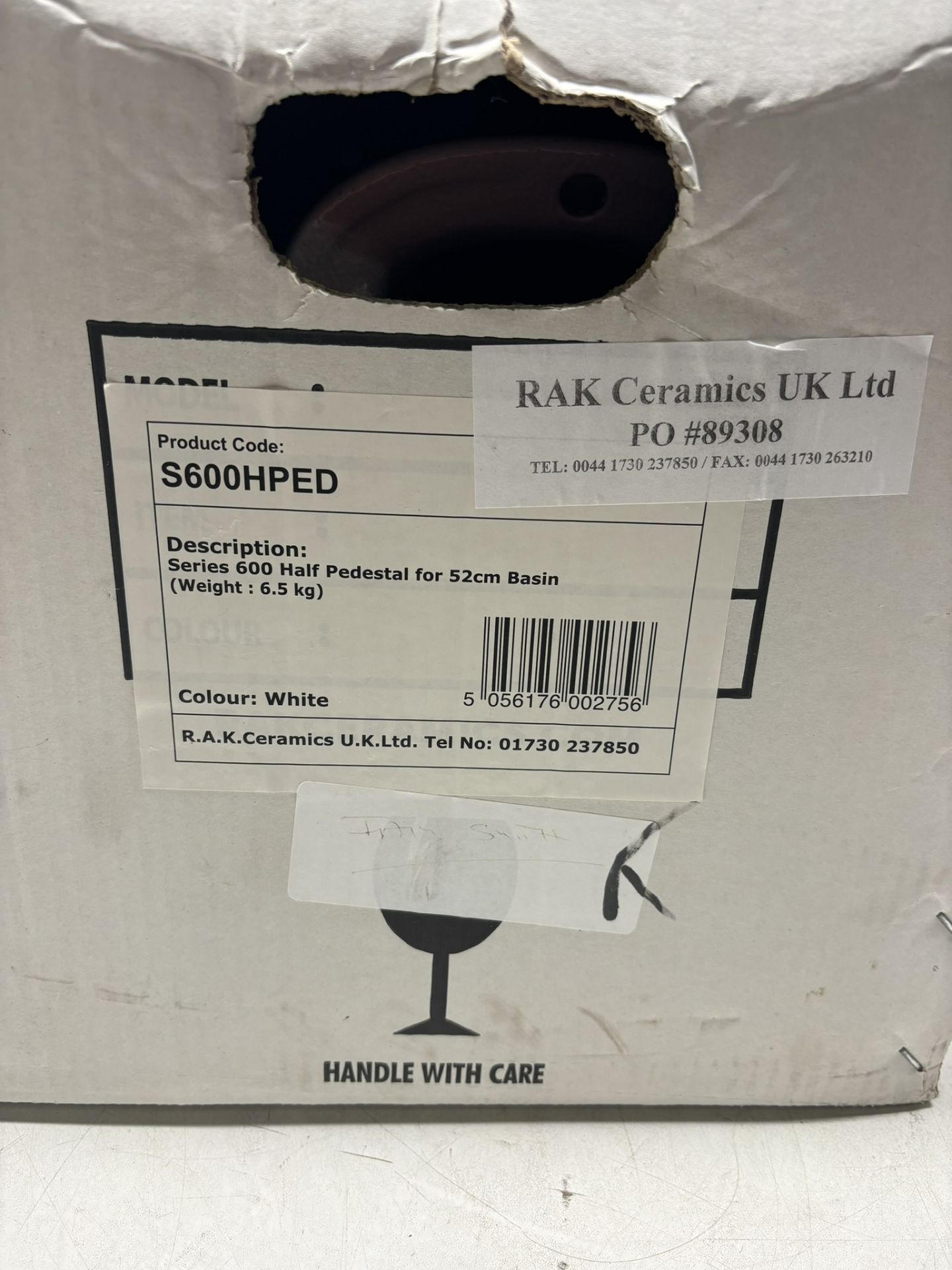 RAK Ceramics Series 600 Semi Pedestal For 52cm Basin - Image 3 of 3