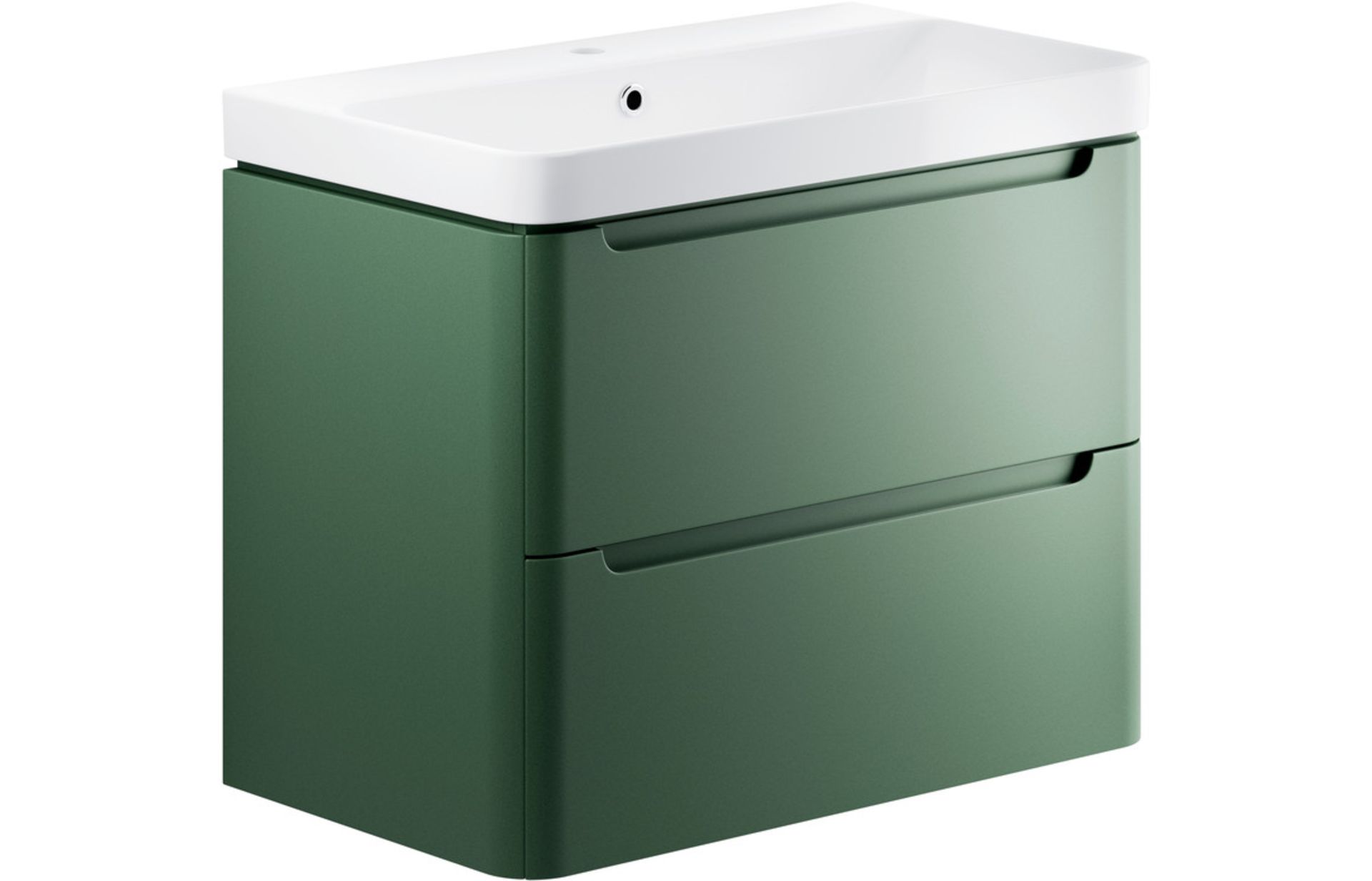 Lambra 800mm 2 Drawer Wall Hung Basin Unit - Matt Sage Green *No Basin* - Image 2 of 12