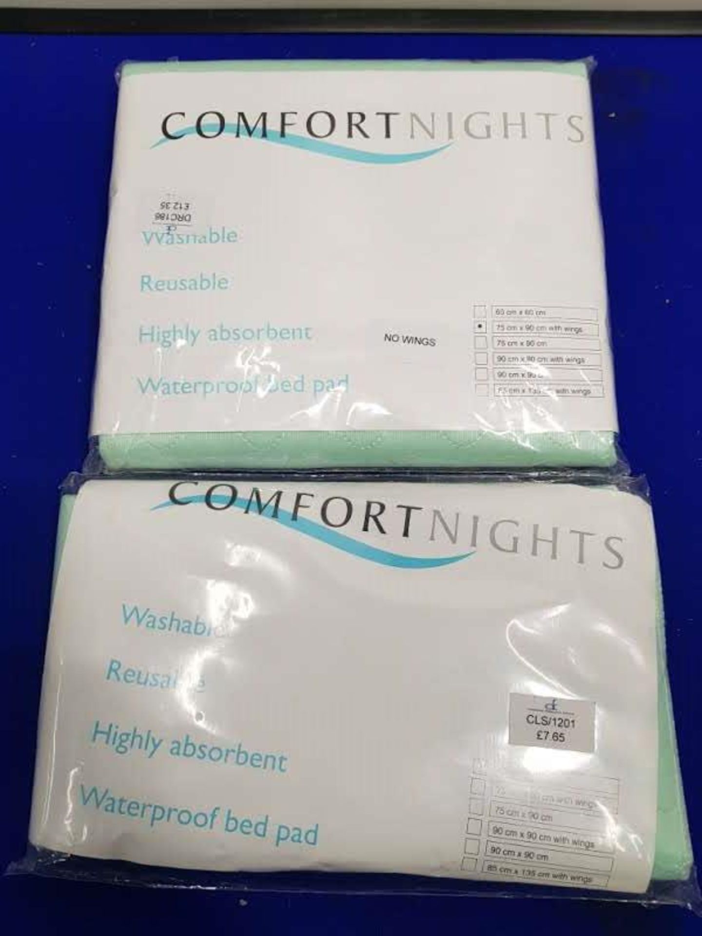 2x Mixed Sizes Comfort Nights Waterproof Bed Mats