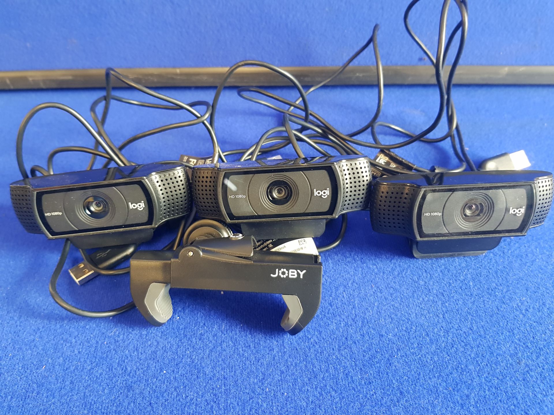 3x Logitech Web Cams And Joby Cam Holder